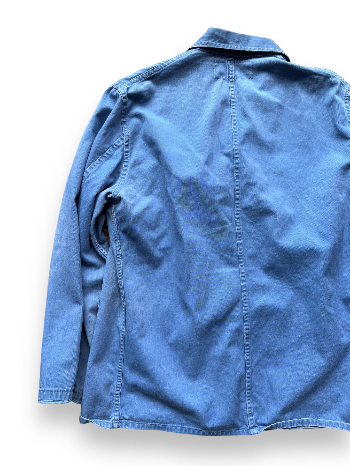 Rear Left View of Vintage RCA TV Repair Shop Coat SZ XL | French Workwear Seattle | Barn Owl Vintage Goods Seattle