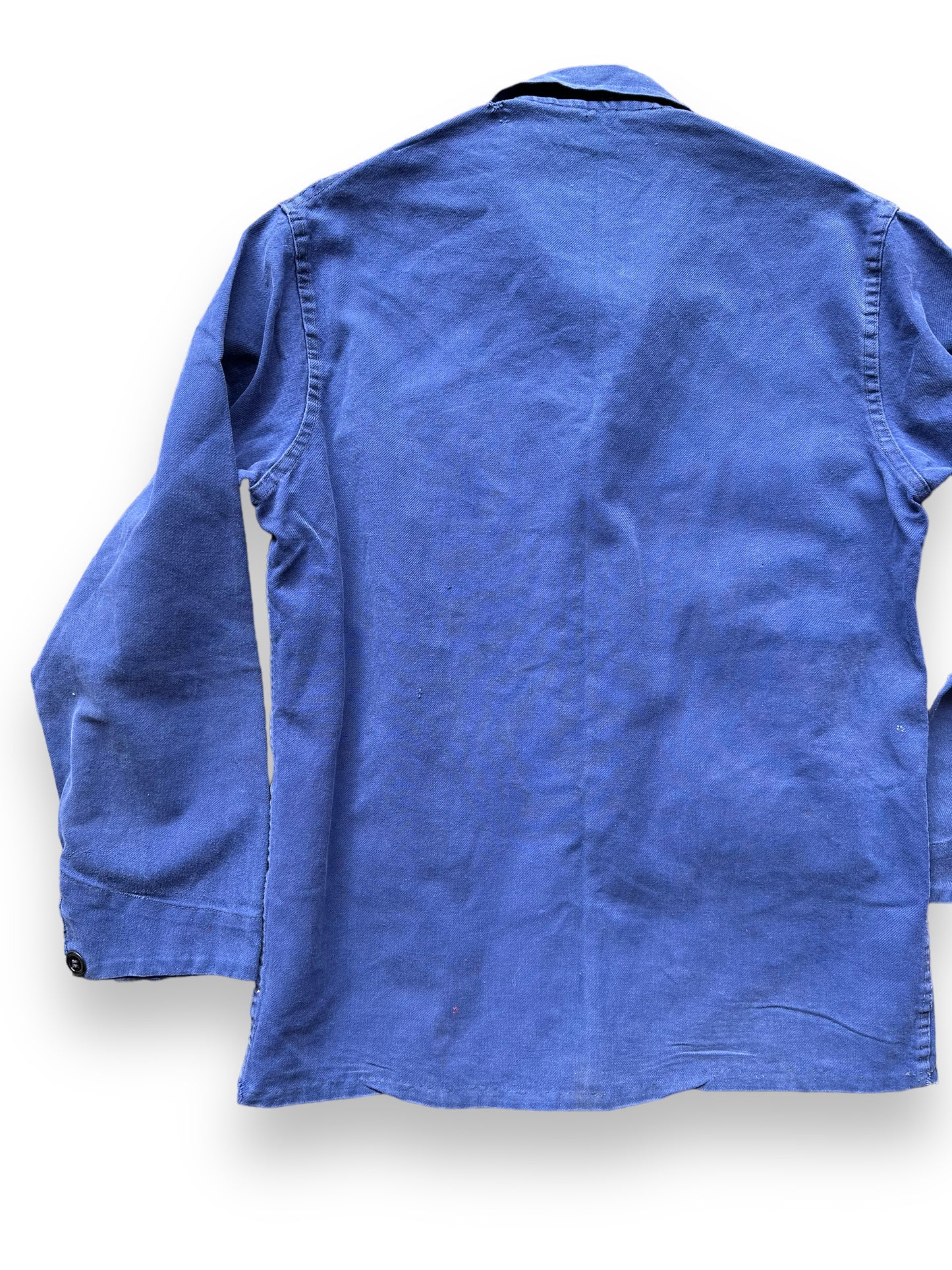 Rear Left View of Vintage Moleskin French Workwear Jacket SZ M | Vintage European Workwear Seattle | Barn Owl Vintage Goods Seattle