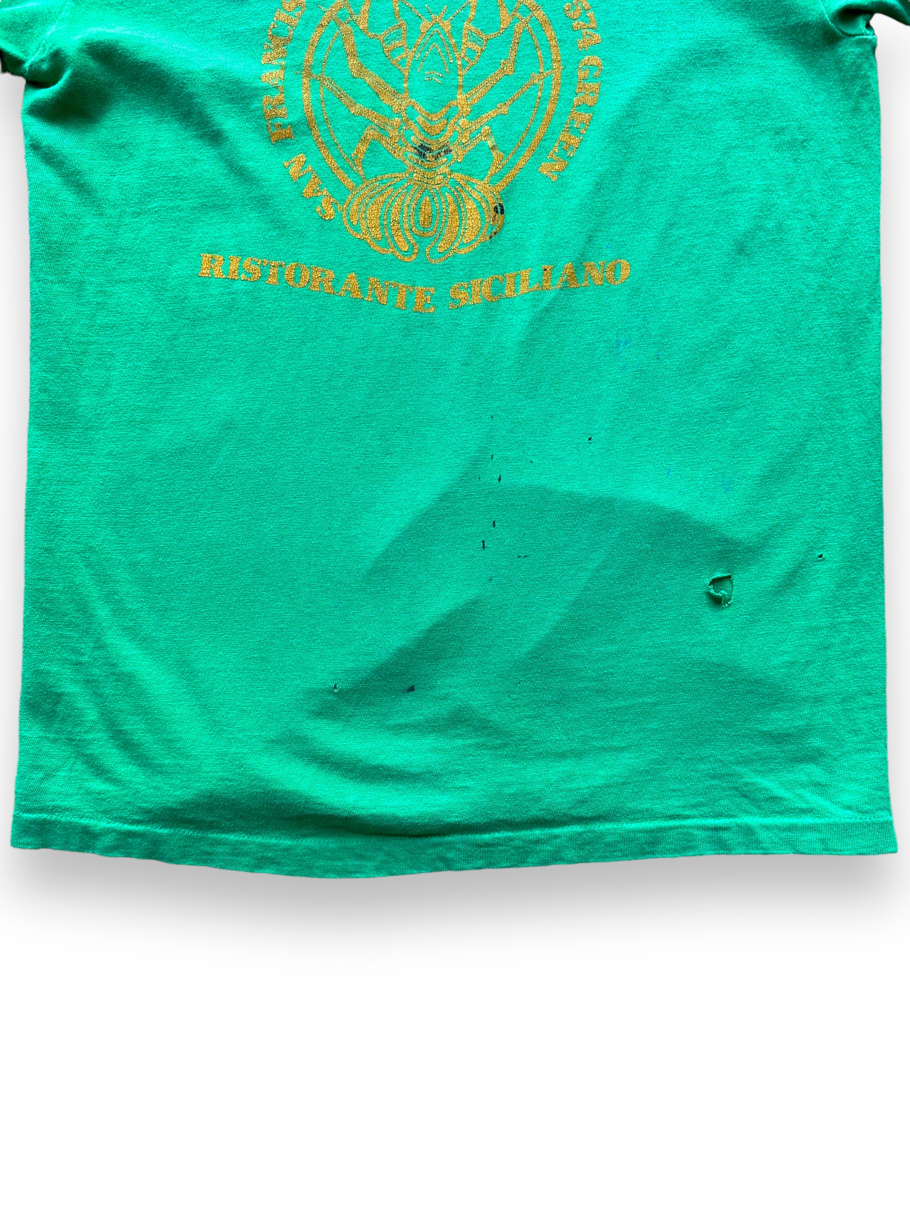 Bottom of Vintage Distressed Seafood Restaurant Tee SZ M |  Vintage Fishing Tee Seattle | Barn Owl Vintage