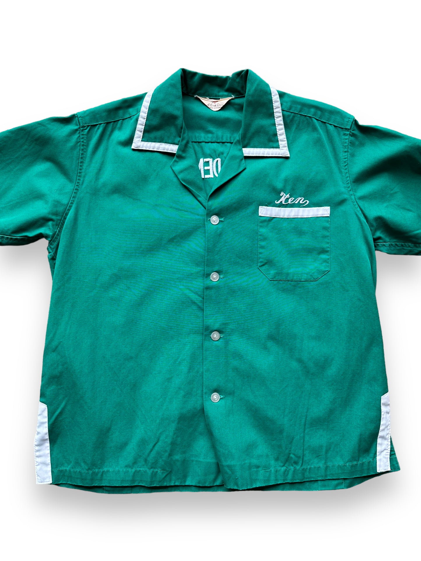 Front close up of Vintage "New Golden Gate" Bowling Shirt SZ M | Vintage Bowling Shirt Seattle | Barn Owl Vintage Seattle