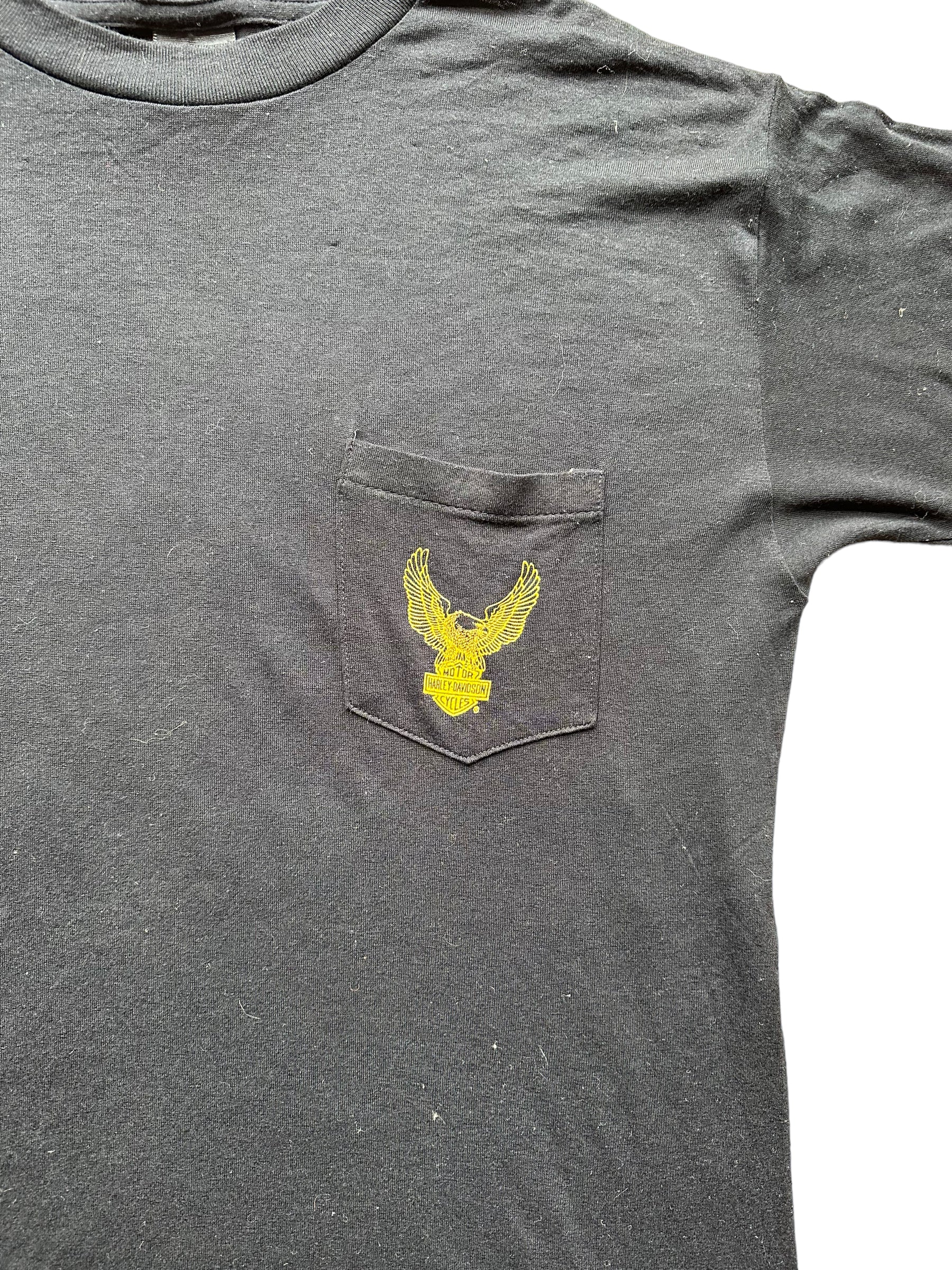 Pocket of Vintage Billerica Harley Davidson 3D Emblem Pocket Tee SZ L | Vintage Harley Tee | Barn Owl Vintage Seattle