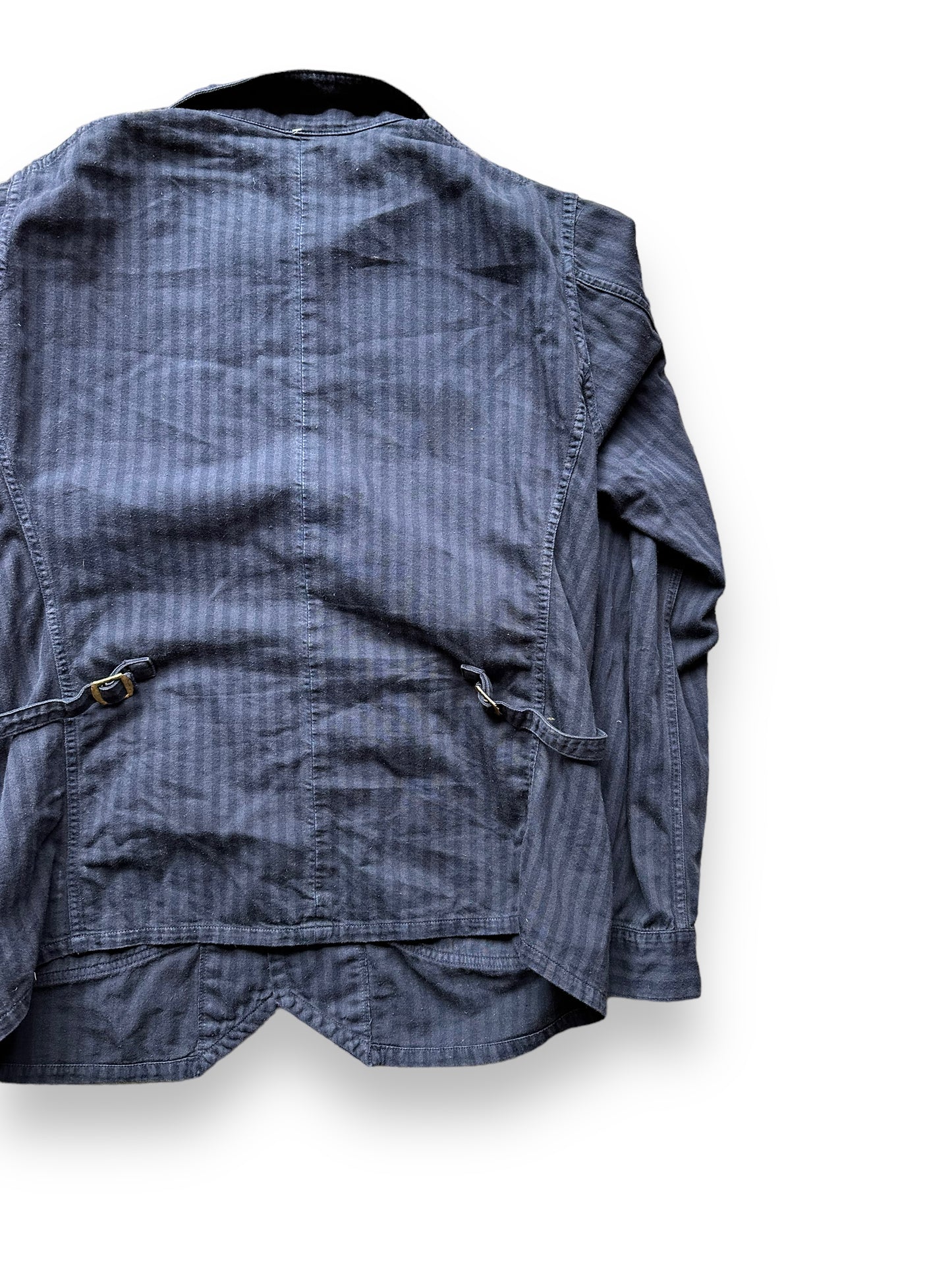 Right Rear View of Sugarcane Reproduction Herringbone Twill Chore Coat SZ L | Vintage European Workwear Seattle | Barn Owl Vintage Goods Seattle