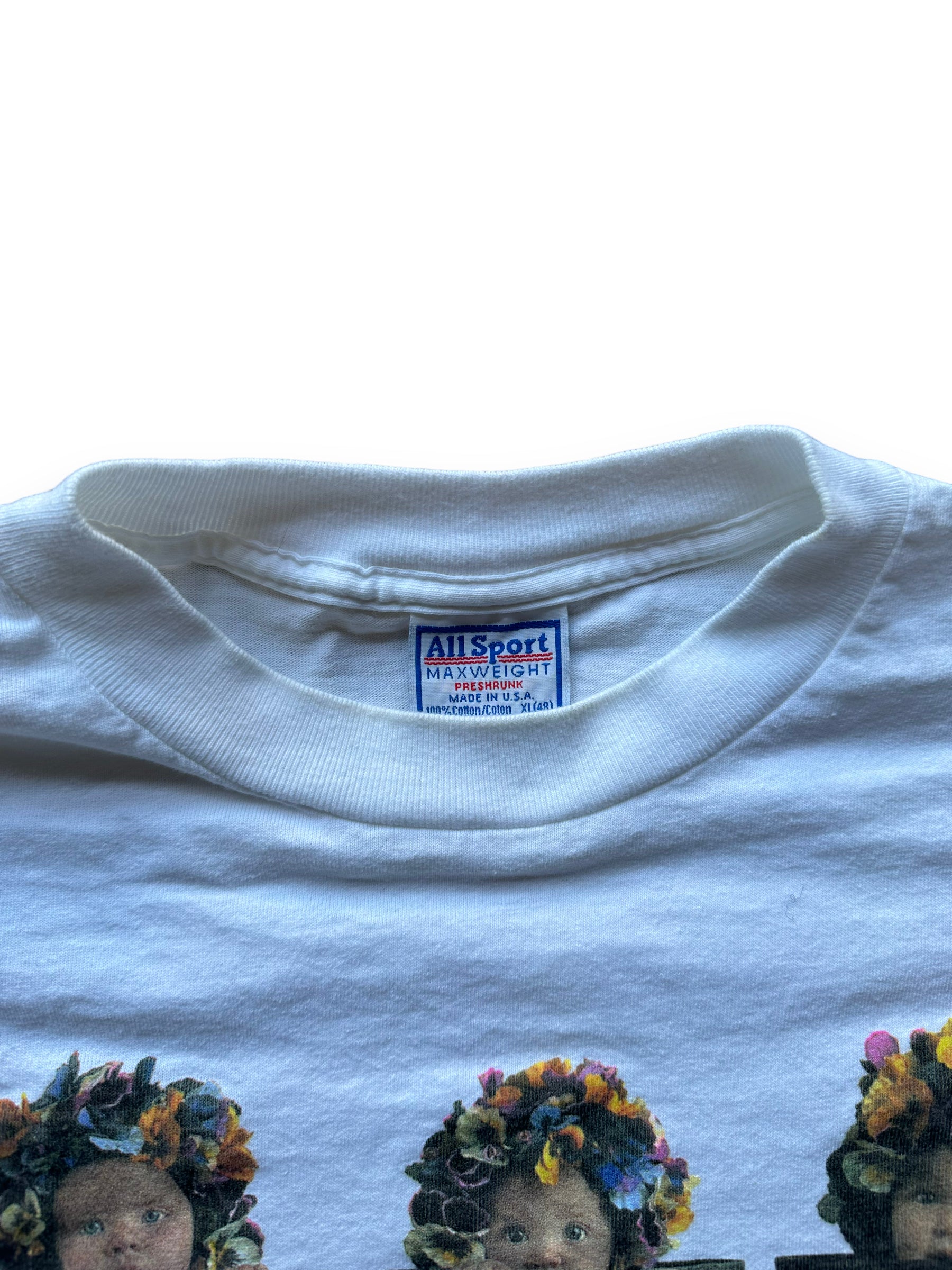 Collar of Vintage Anne Geddes Tee SZ XL |  Vintage Art Tee Seattle | Barn Owl Vintage
