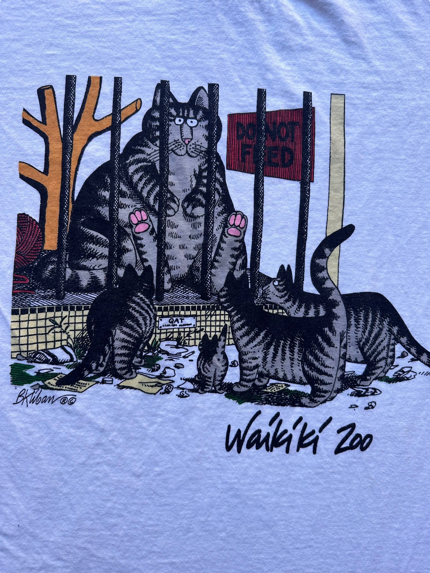Graphic of Vintage B. Kliban Waikiki Zoo Tee SZ XL | Vintage Cat Tee Seattle | Barn Owl Vintage