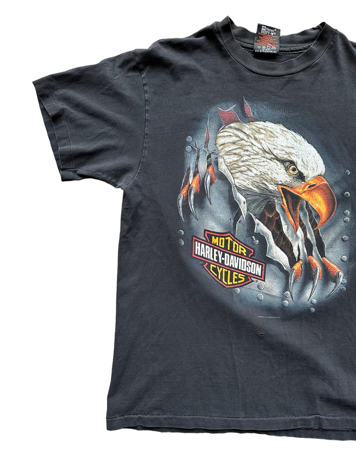 Front right of Vintage 1994 Harley Davidson Darlington Tee SZ M | Vintage Harley Tee | Barn Owl Vintage Seattle