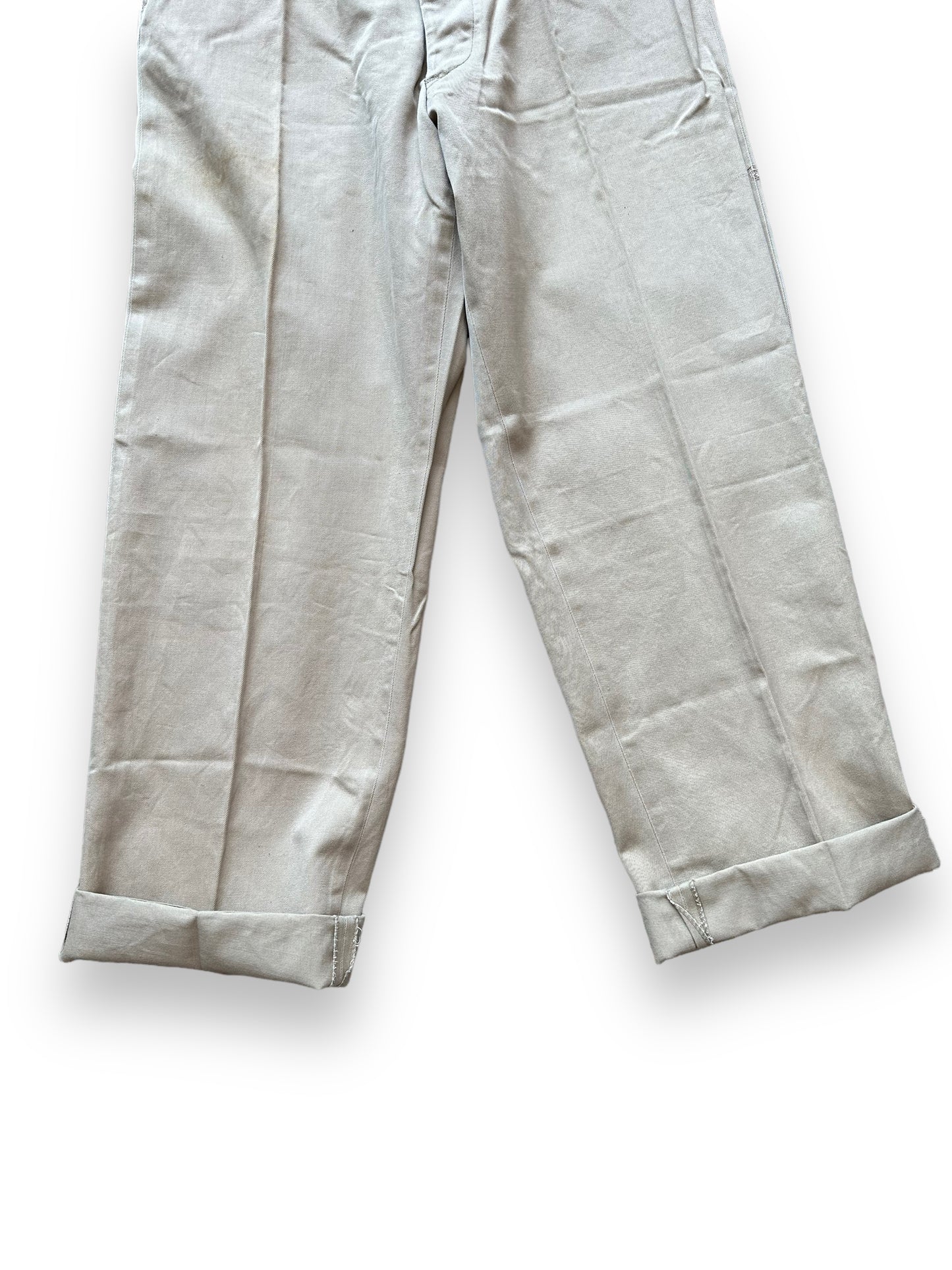 Lower Rear View of Vintage 1955 Military Twill Trousers W31 | Barn Owl Vintage Seattle | Vintage Military Chinos Seattle