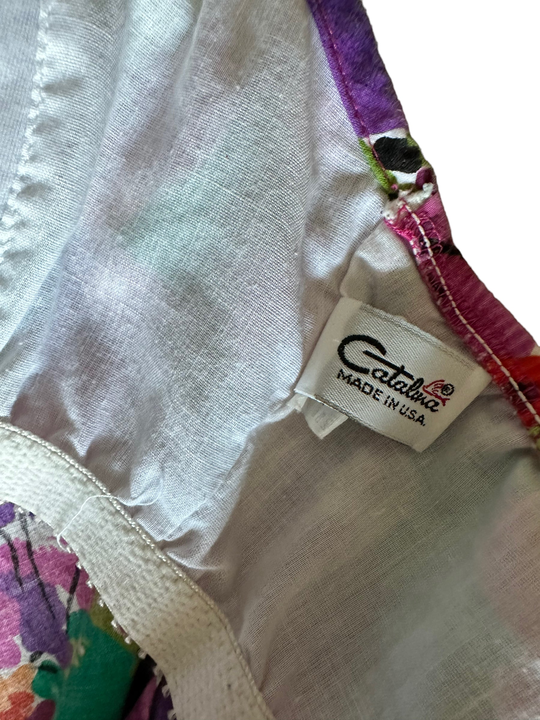 Inside tag view of Vintage 1980s Catalina Floral Swimsuit | Seattle Vintage Swimwear | Barn Owl True Vintage