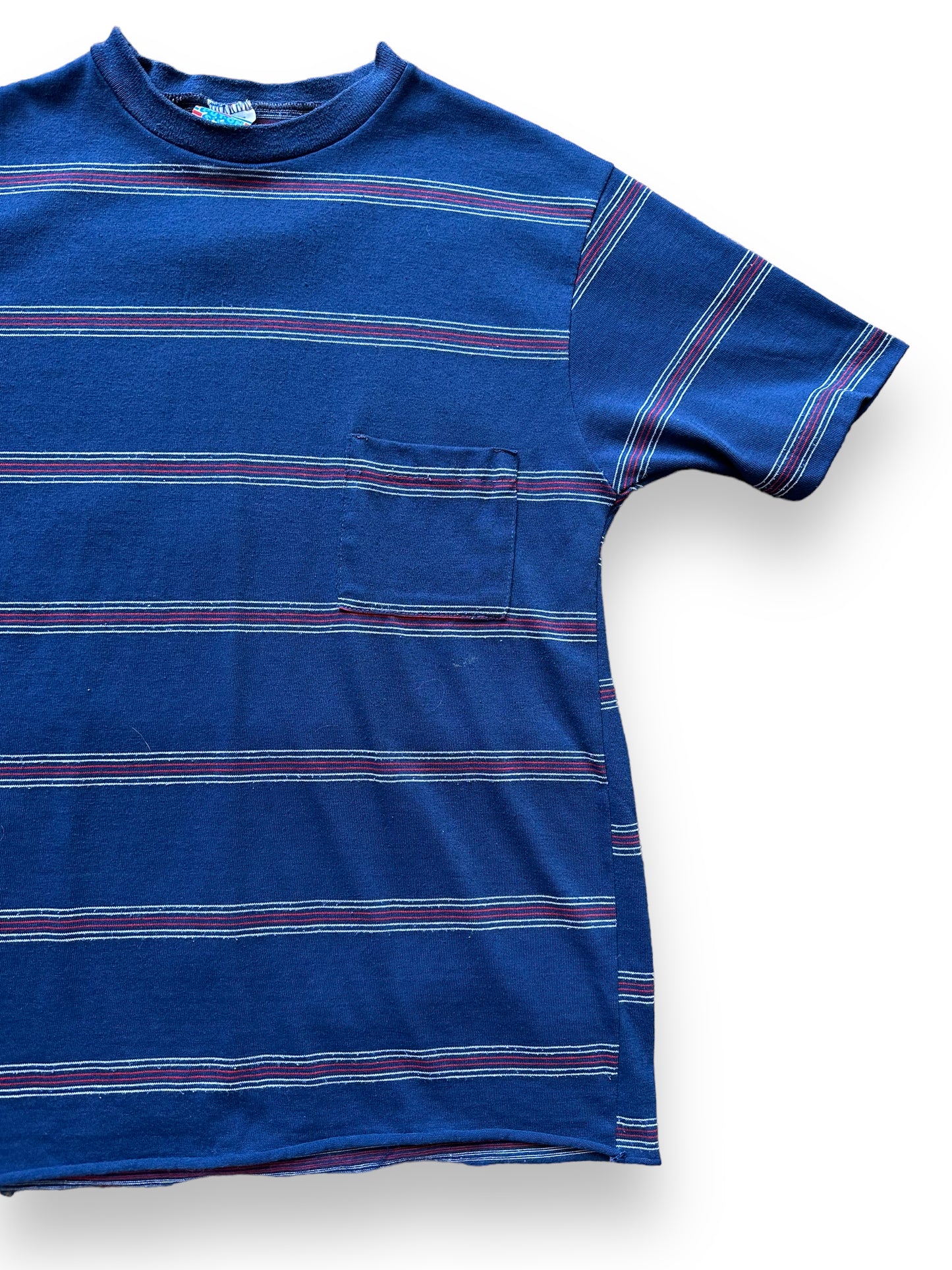 Front Left View of Vintage Sears Bobby Brady Pocket Tee SZ S | Vintage Striped Shirts Seattle | Barn Owl Vintage Tees Seattle