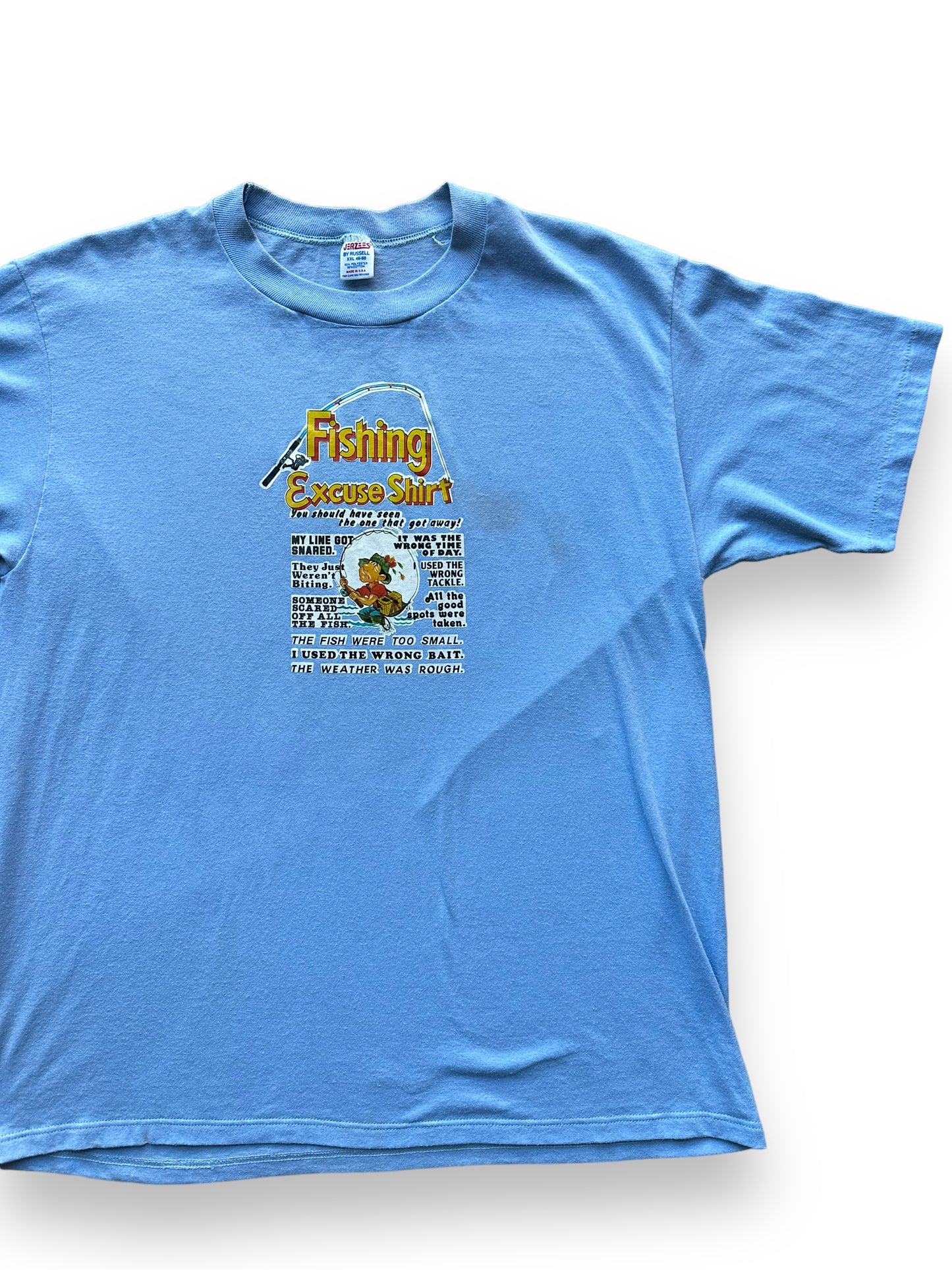 Front left of Vintage "Fishing Excuse Shirt" Tee SZ XXL | Vintage Fishing Tee Seattle | Barn Owl Vintage