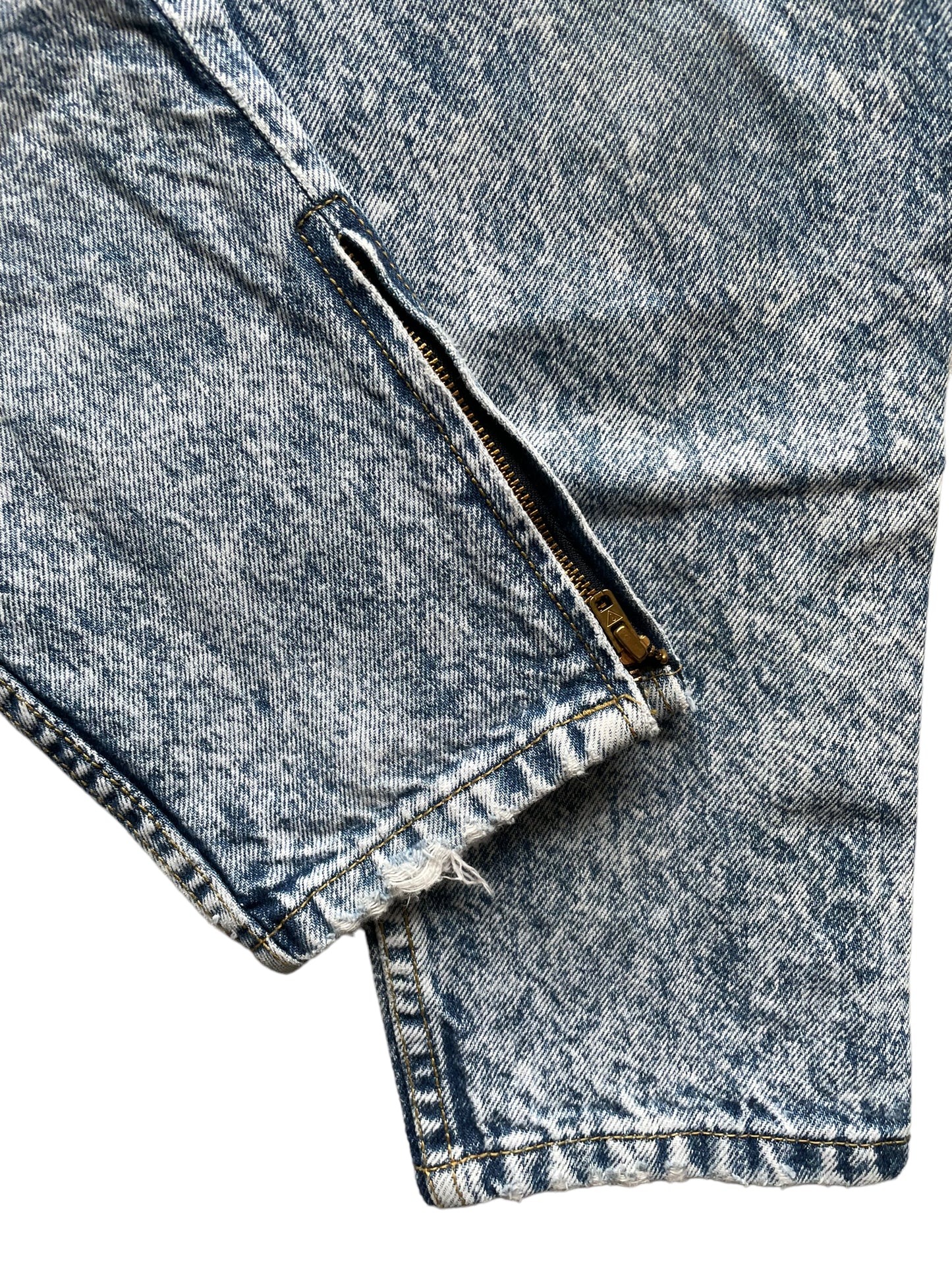 Ankle view of Vintage 80s Ankle Zip Acid Wash Guess Jeans