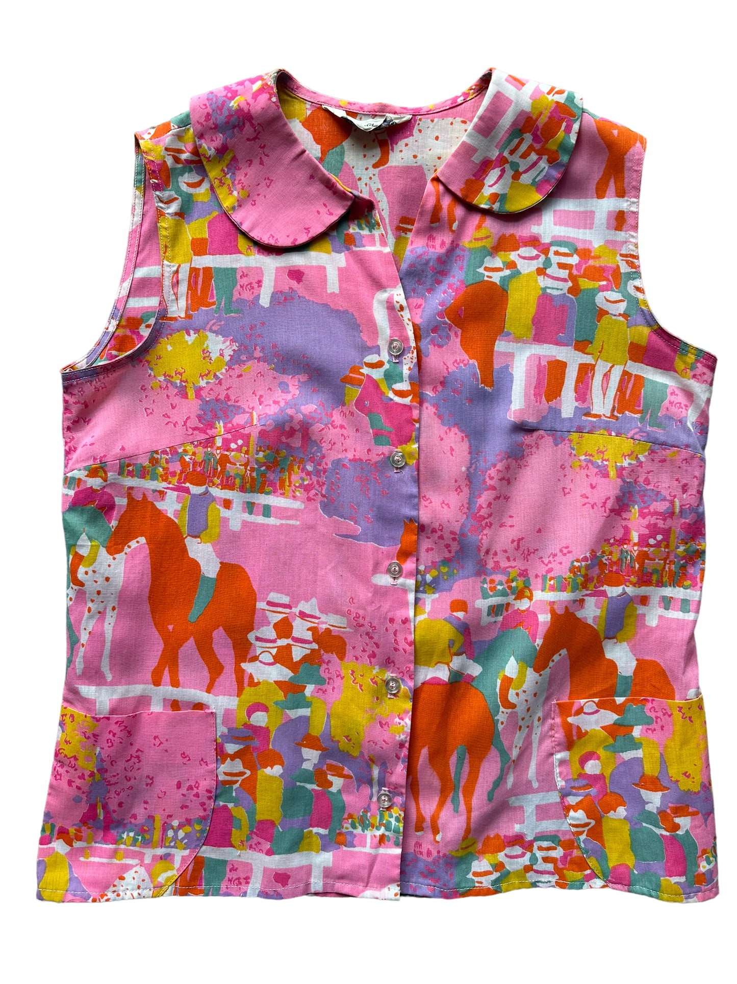 Full front view 1960s Ship 'n Shore Sleeveless Button Up | Seattle Vintage Ladies Clothes | Barn Owl True Vintage