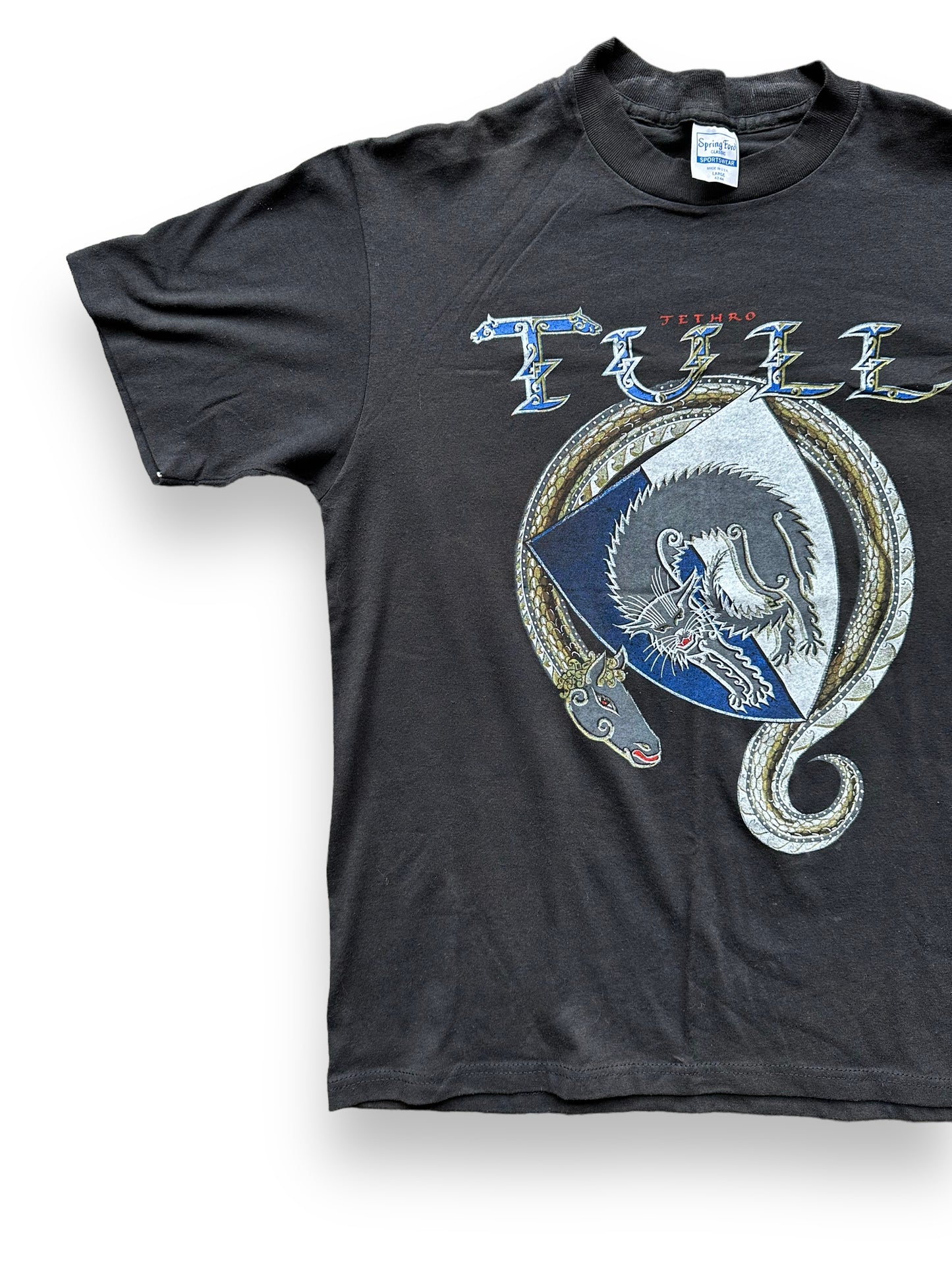 Front Right View of Vintage Jethro Tull 1987 Tour Tee Tee SZ L | Vintage Single Stitch Rock Tee Seattle | Barn Owl Vintage