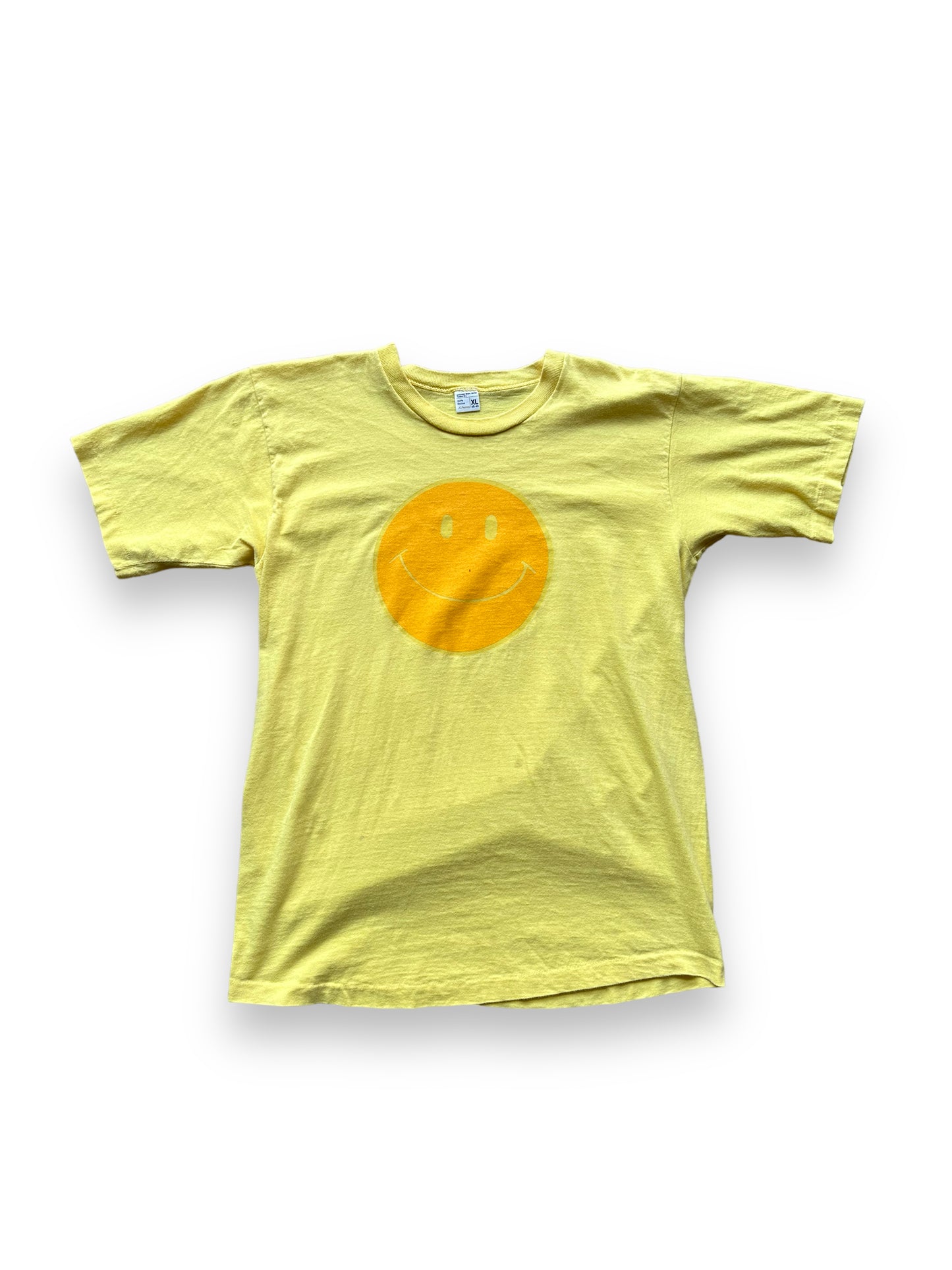 Front of Vintage 70's Smiley Face Tee SZ XL | Vintage Art Tee Seattle | Barn Owl Vintage