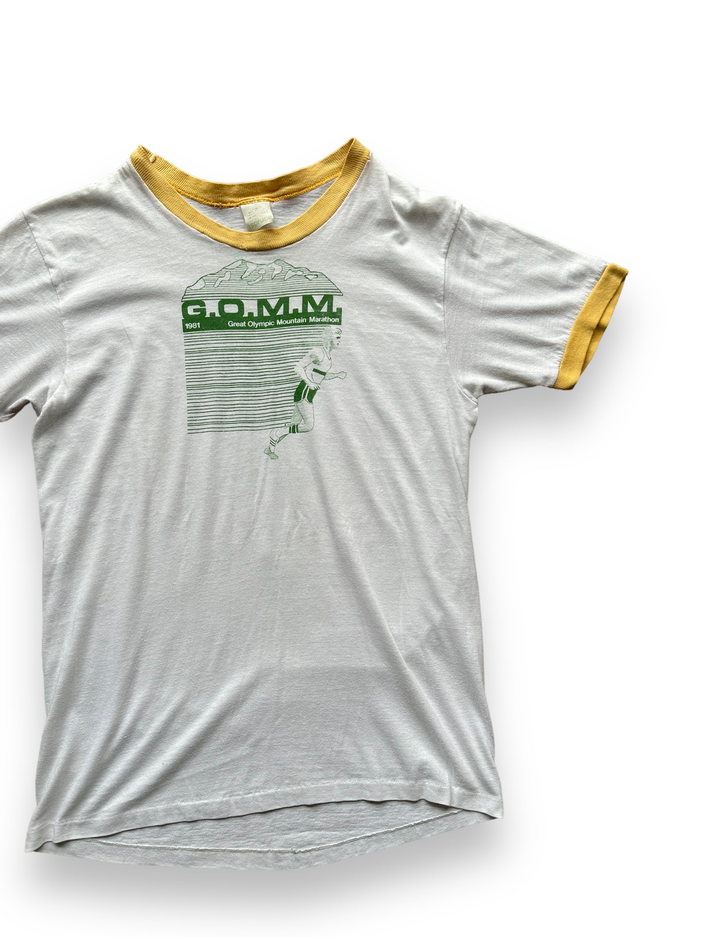 Front left on Vintage 1981 Marathon Ringer Tee SZ L | Vintage Ringer Tee Seattle | Barn Owl Vintage