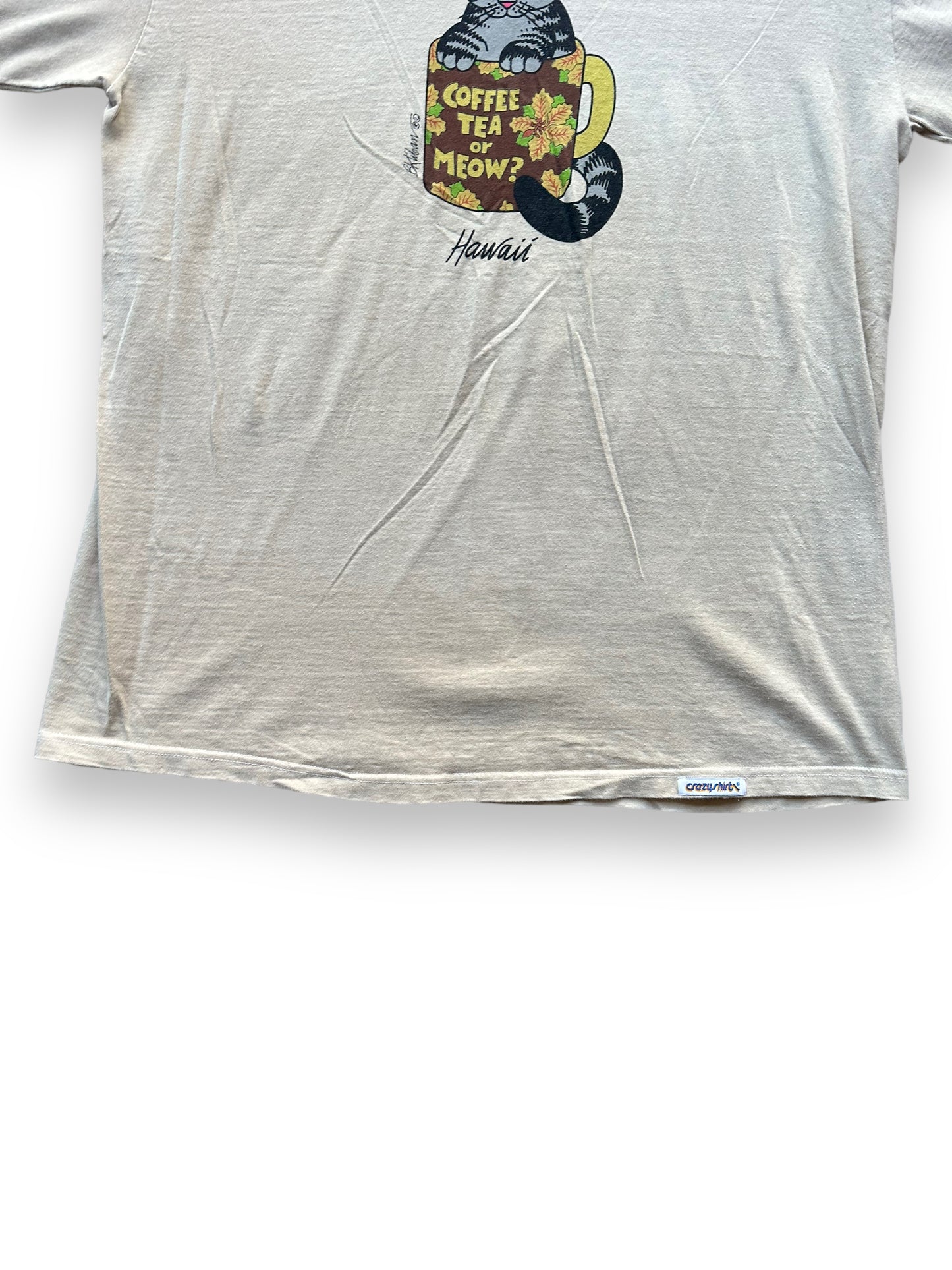 Bottom of Vintage B. Kliban "Coffee Tea or Meow?" Tee SZ XL | Vintage Cat Tee Seattle | Barn Owl Vintage