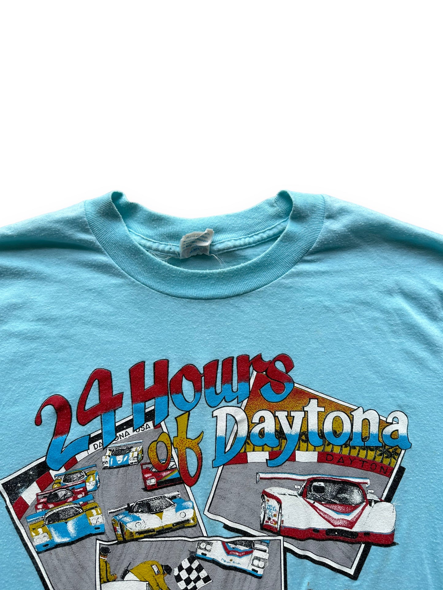 Collar of Vintage 24 Hours of Daytona Tee SZ L | Vintage Auto Tee Seattle | Barn Owl Vintage
