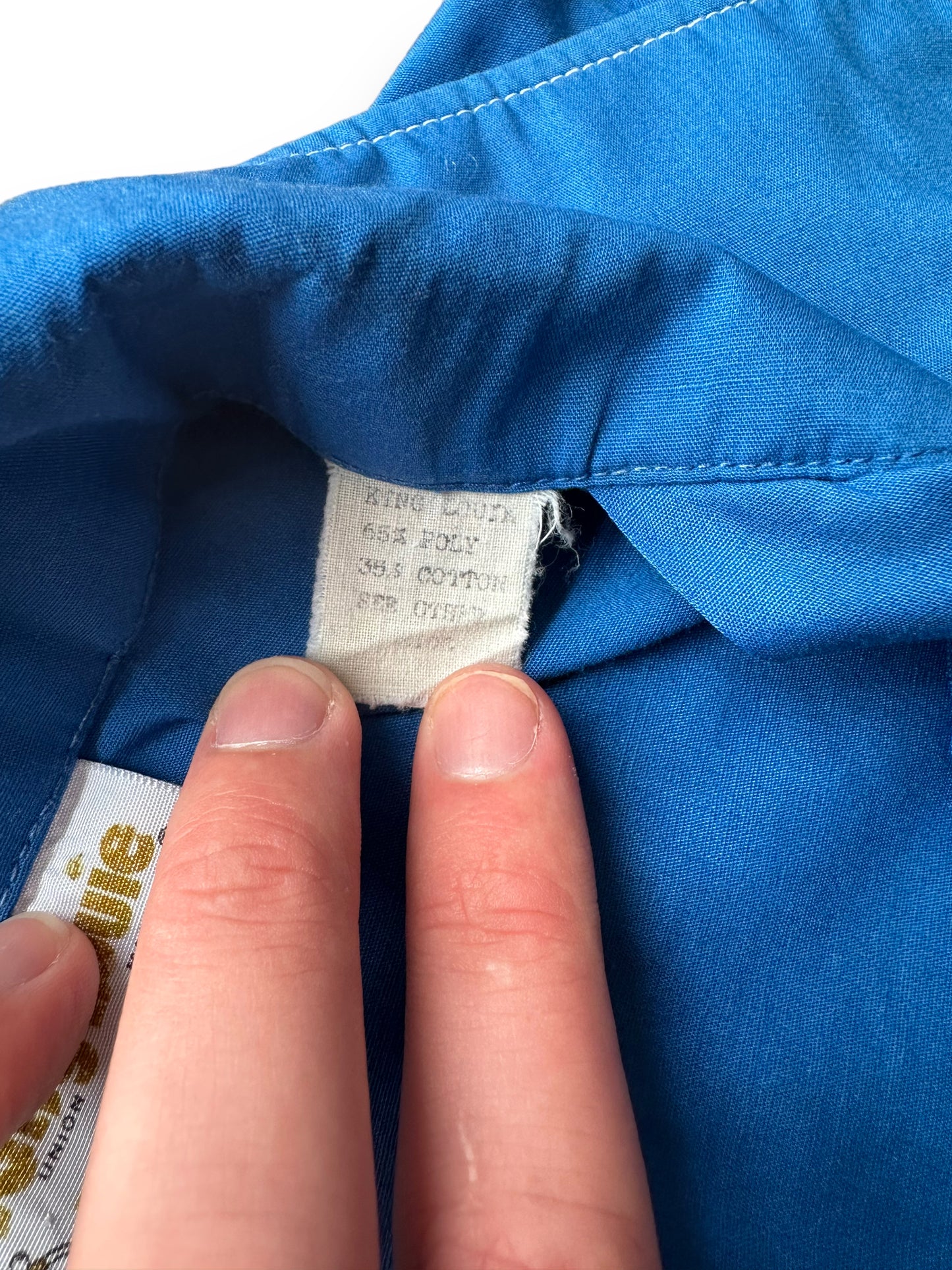 Wash tag of Vintage "Nelson's Coast to Coast" Chainstitched Bowling Shirt SZ S | Vintage Bowling Shirt Seattle | Barn Owl Vintage Seattle
