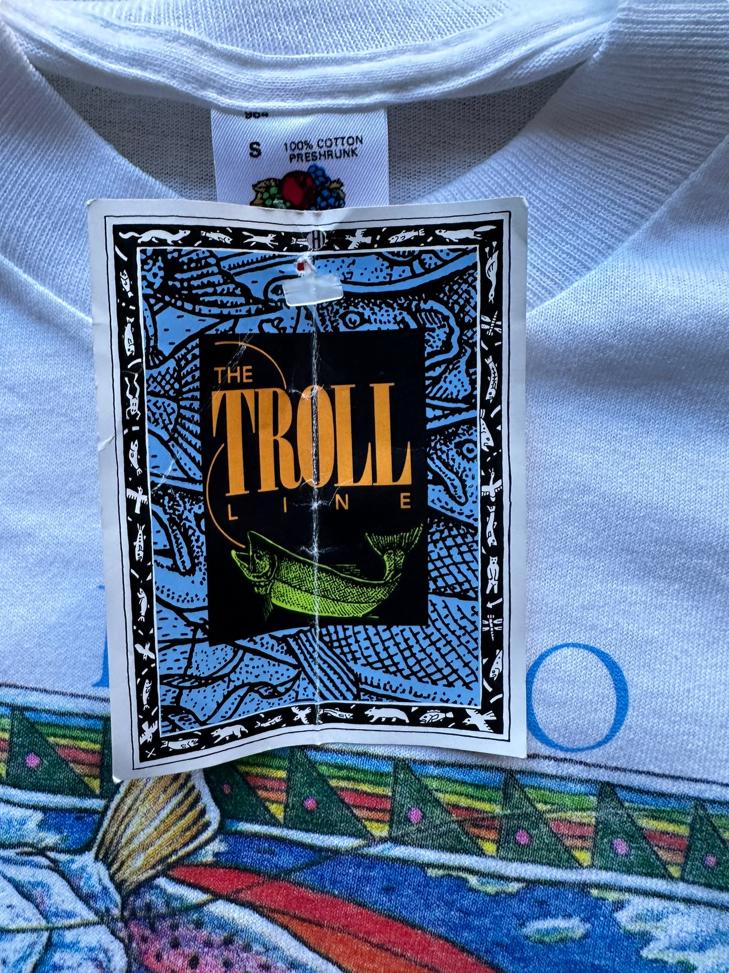 Original tag of Vintage Ray Troll Deadstock Oregon "Under the Rainbow" Tee SZ S | Vintage Fishing Tee Seattle | Barn Owl Vintage