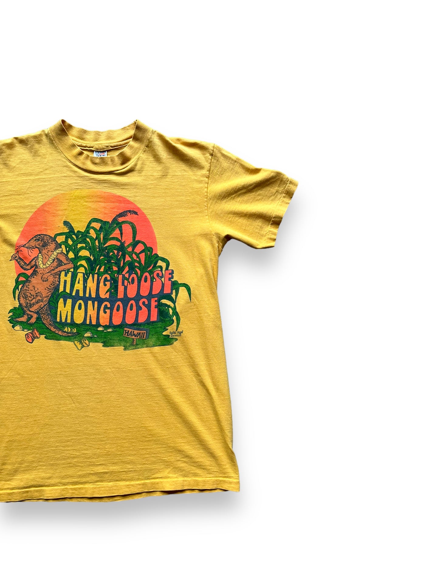 Front left of Vintage Hang Loose Mongoose Hawaii Tee SZ M | Vintage Graphic Tee Seattle | Barn Owl Vintage