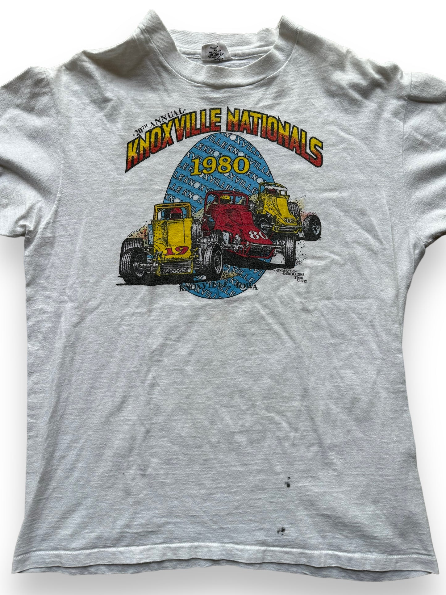 Front close up of Vintage 1980 Knoxville Nationals Tee SZ L | Vintage Auto Tee Seattle | Barn Owl Vintage