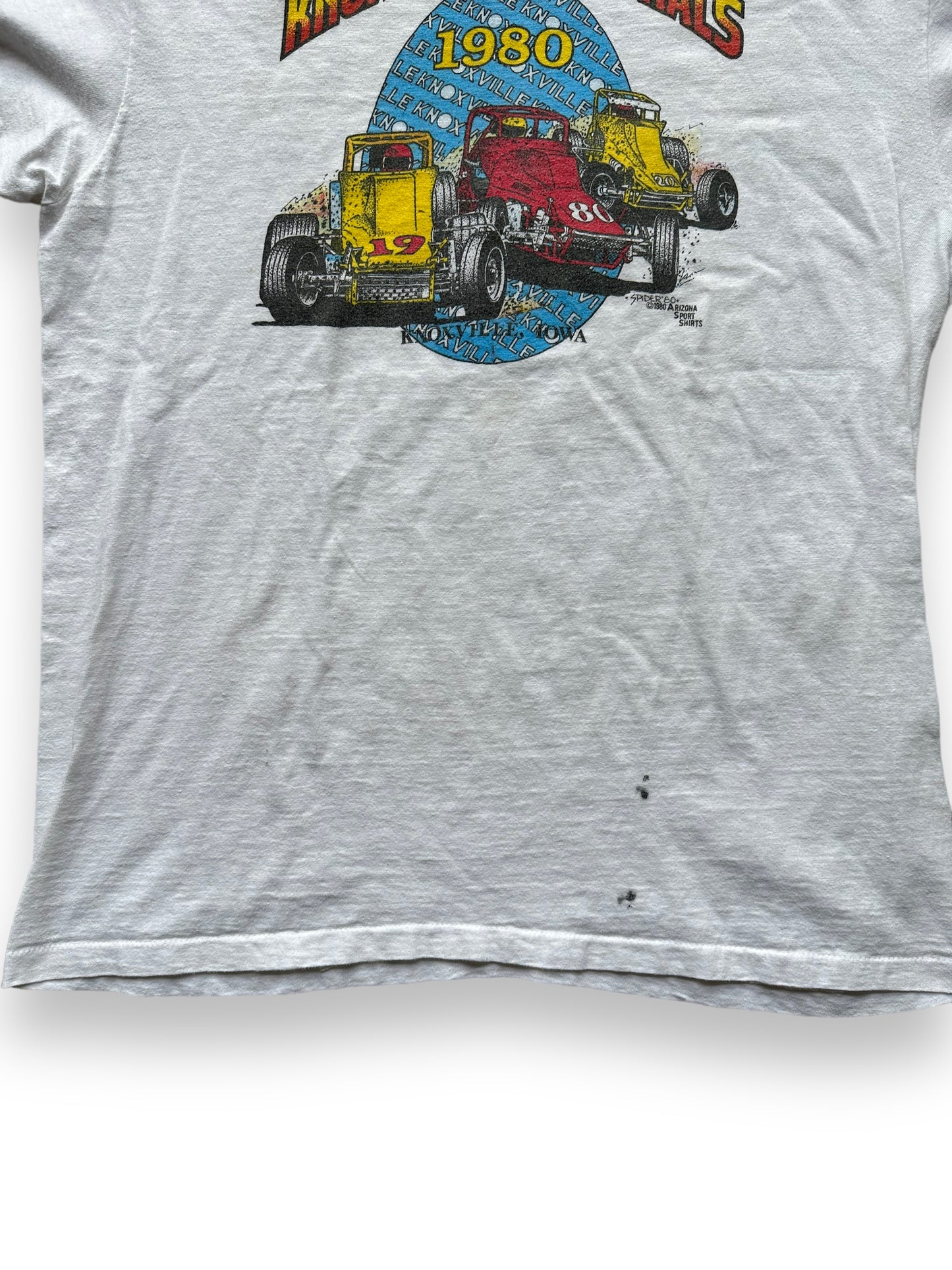 Bottom of Vintage 1980 Knoxville Nationals Tee SZ L | Vintage Auto Tee Seattle | Barn Owl Vintage