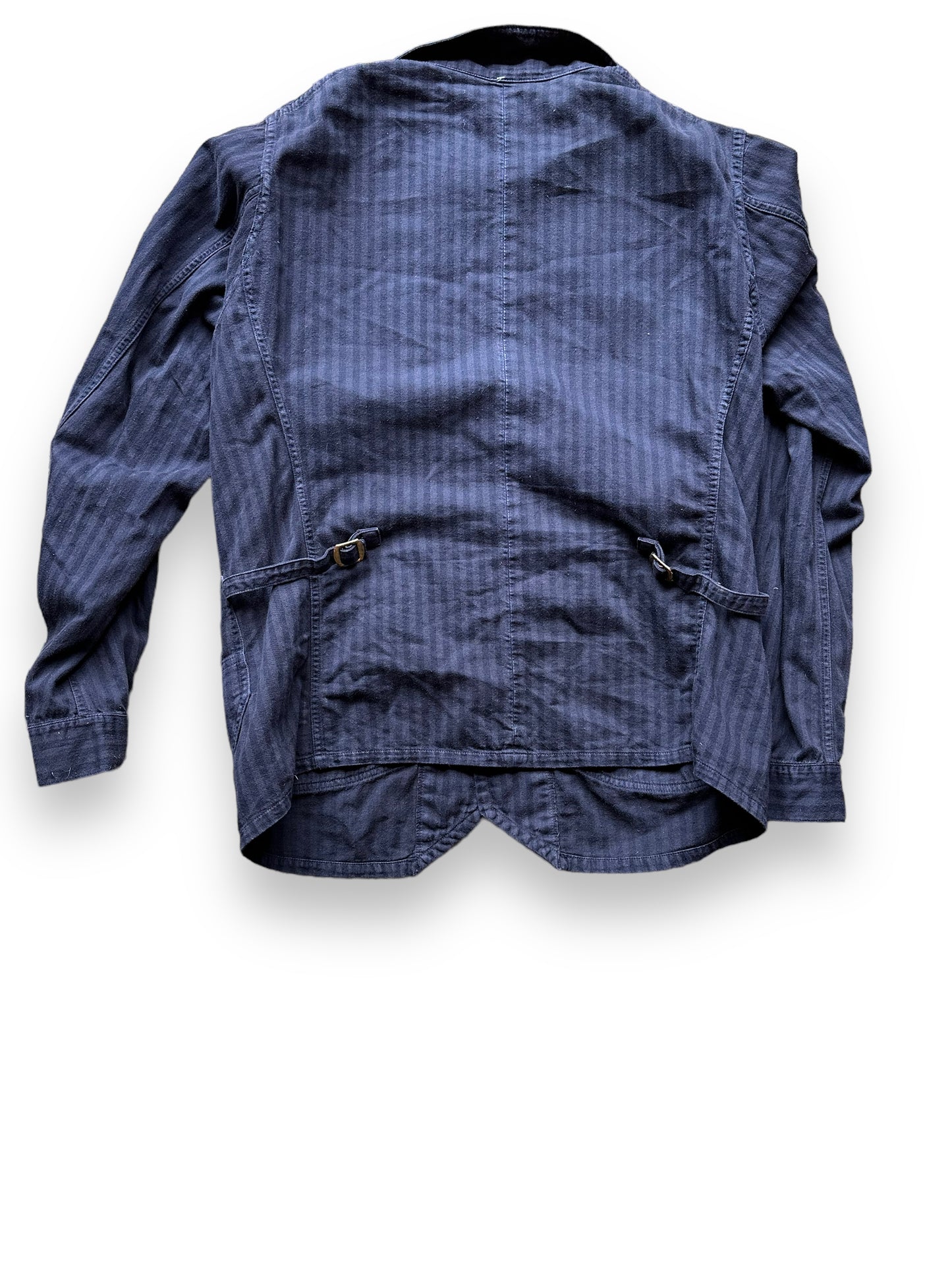 Rear View of Sugarcane Reproduction Herringbone Twill Chore Coat SZ L | Vintage European Workwear Seattle | Barn Owl Vintage Goods Seattle