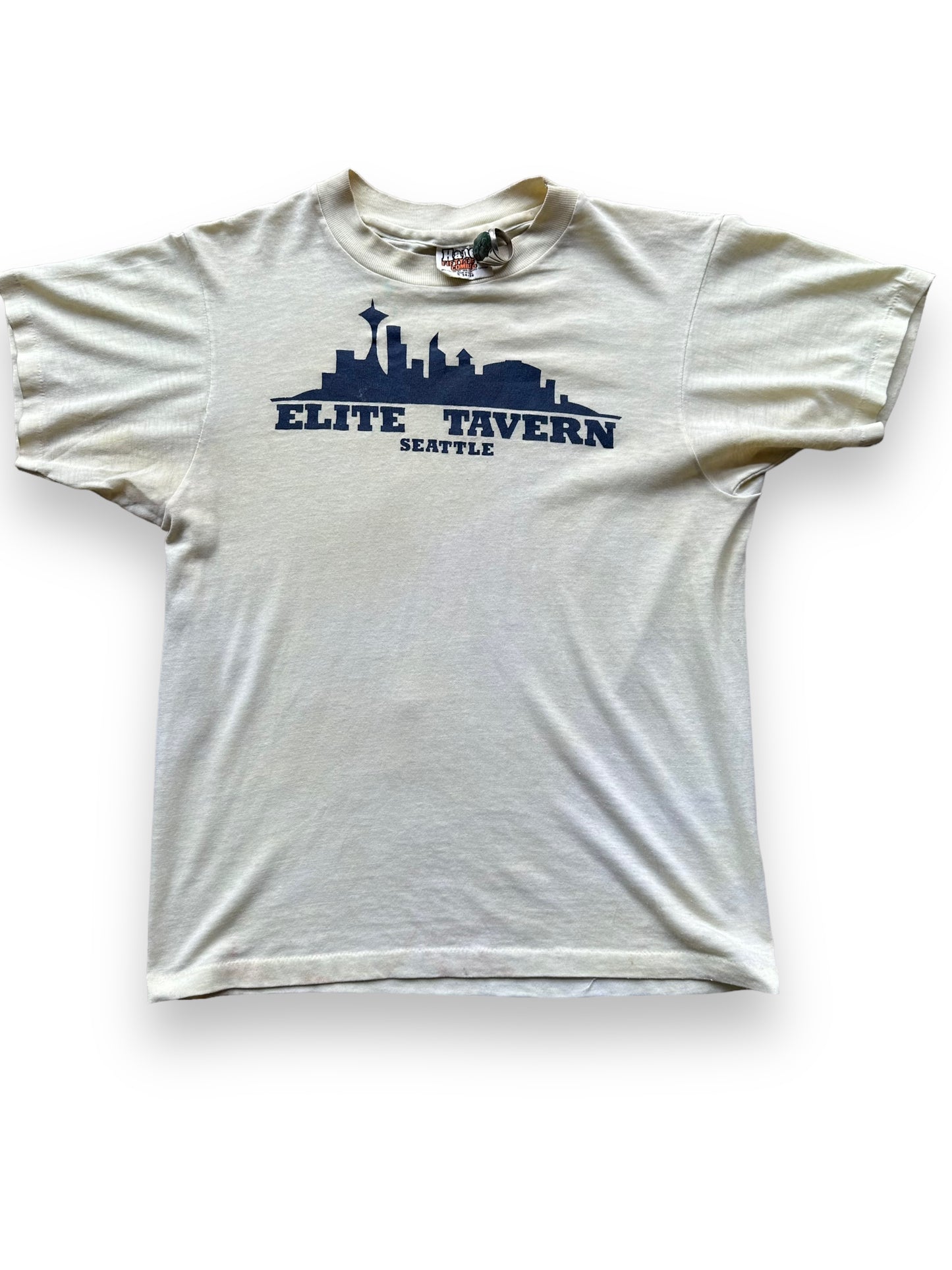 Front View of Vintage Elite Tavern Seattle Tee SZ S | Vintage Single Stitch T-Shirts Seattle | Barn Owl Vintage Tees Seattle