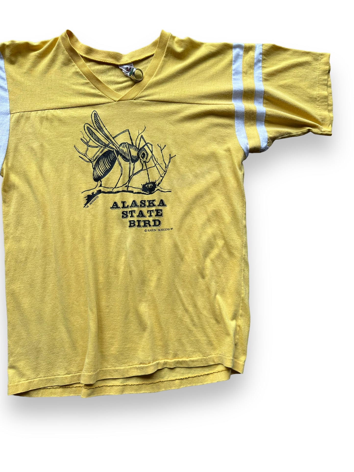 Front Left Rear View of Vintage Alaska State Bird Tee SZ XL | Vintage Single Stitch Alaska T-Shirts Seattle | Barn Owl Vintage Tees Seattle