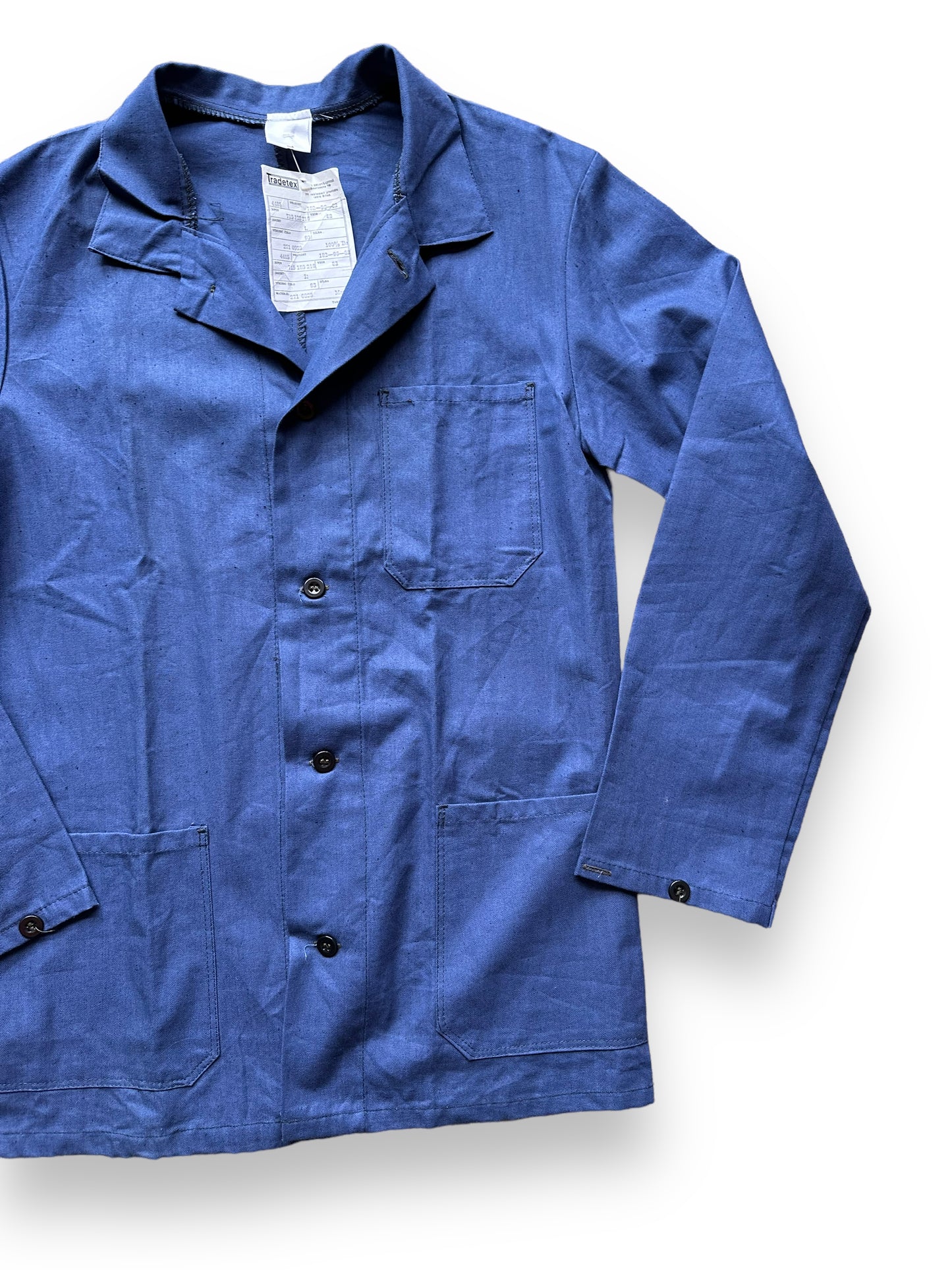 Front Lefy View of Vintage New Old Stock European Workwear Jacket SZ L | Vintage European Workwear Seattle | Barn Owl Vintage Goods Seattle