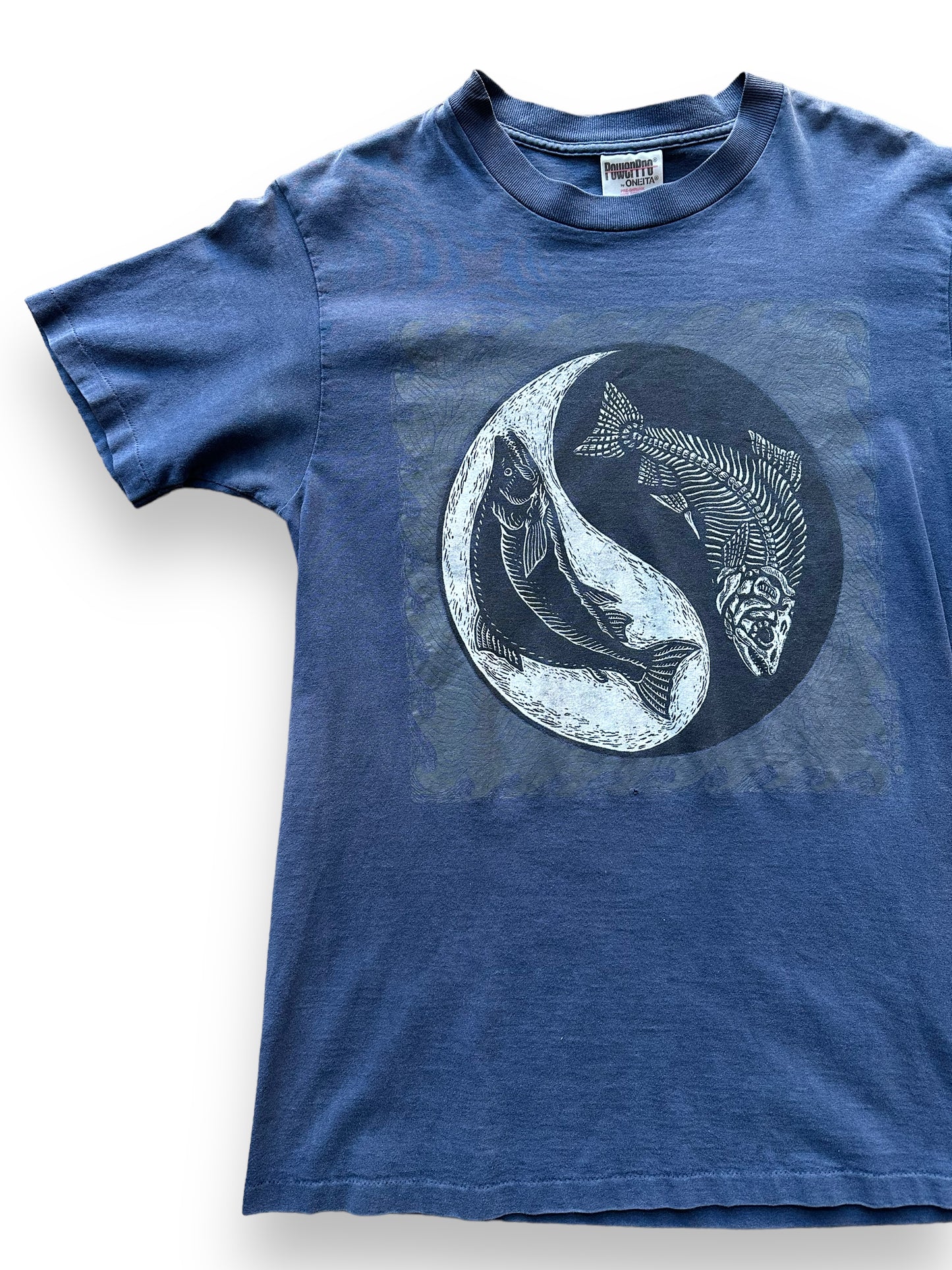 Front right of Vintage Ray Troll Life and Death Salmon Tee SZ M | Vintage Fishing Tee Seattle | Barn Owl Vintage