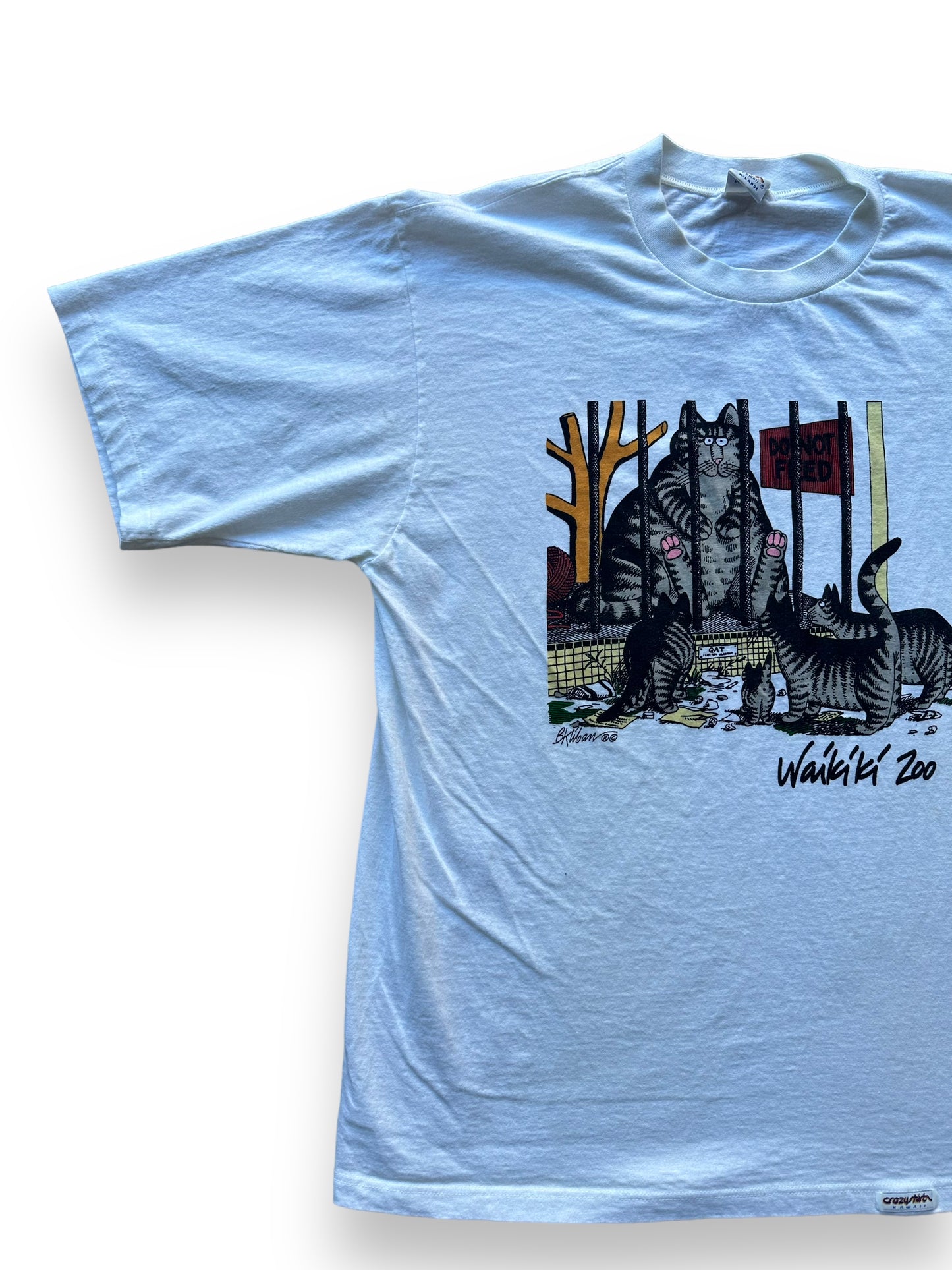 Front right of Vintage B. Kliban Waikiki Zoo Tee SZ XL | Vintage Cat Tee Seattle | Barn Owl Vintage