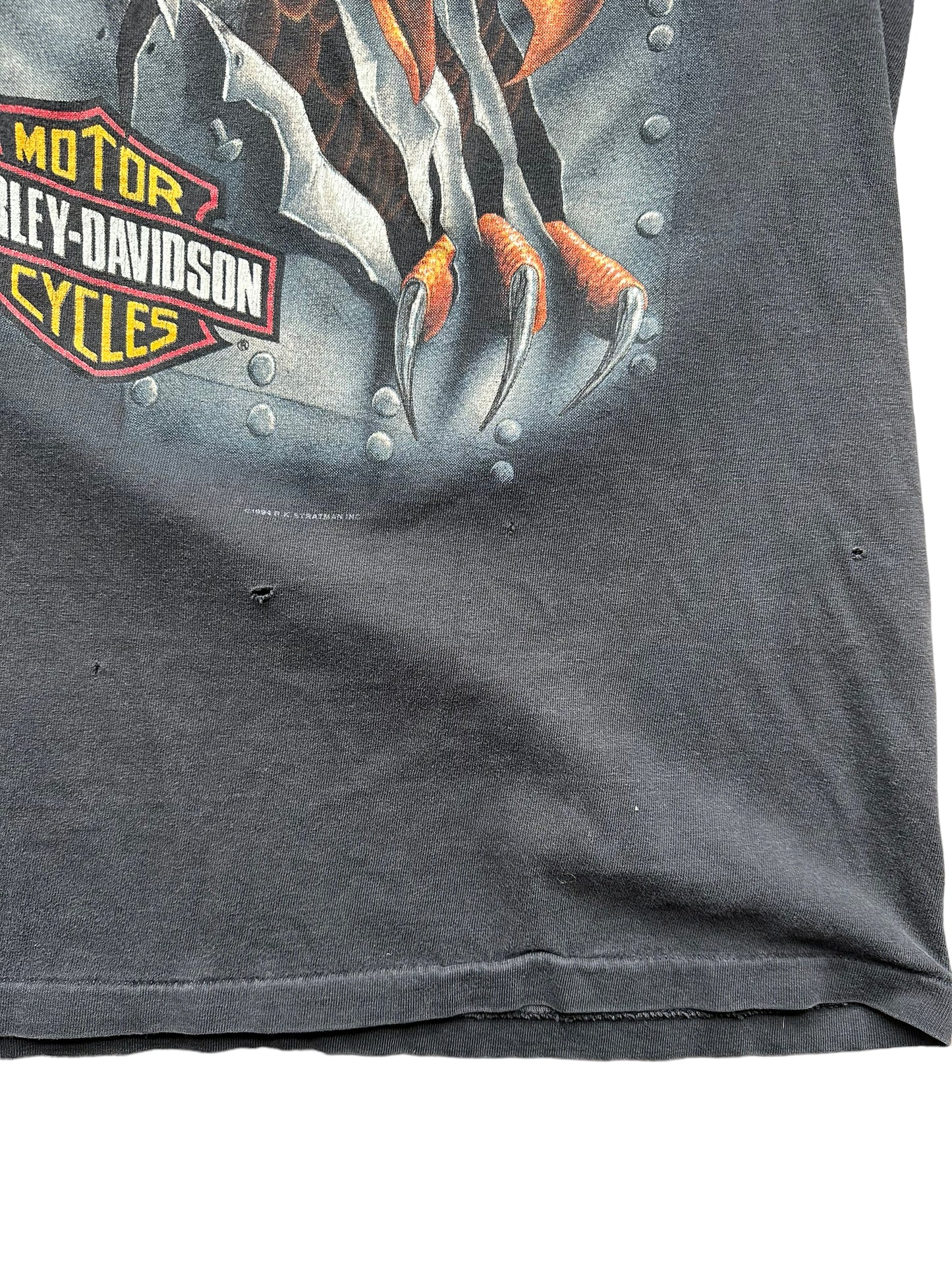 Damage of Vintage 1994 Harley Davidson Darlington Tee SZ M | Vintage Harley Tee | Barn Owl Vintage Seattle