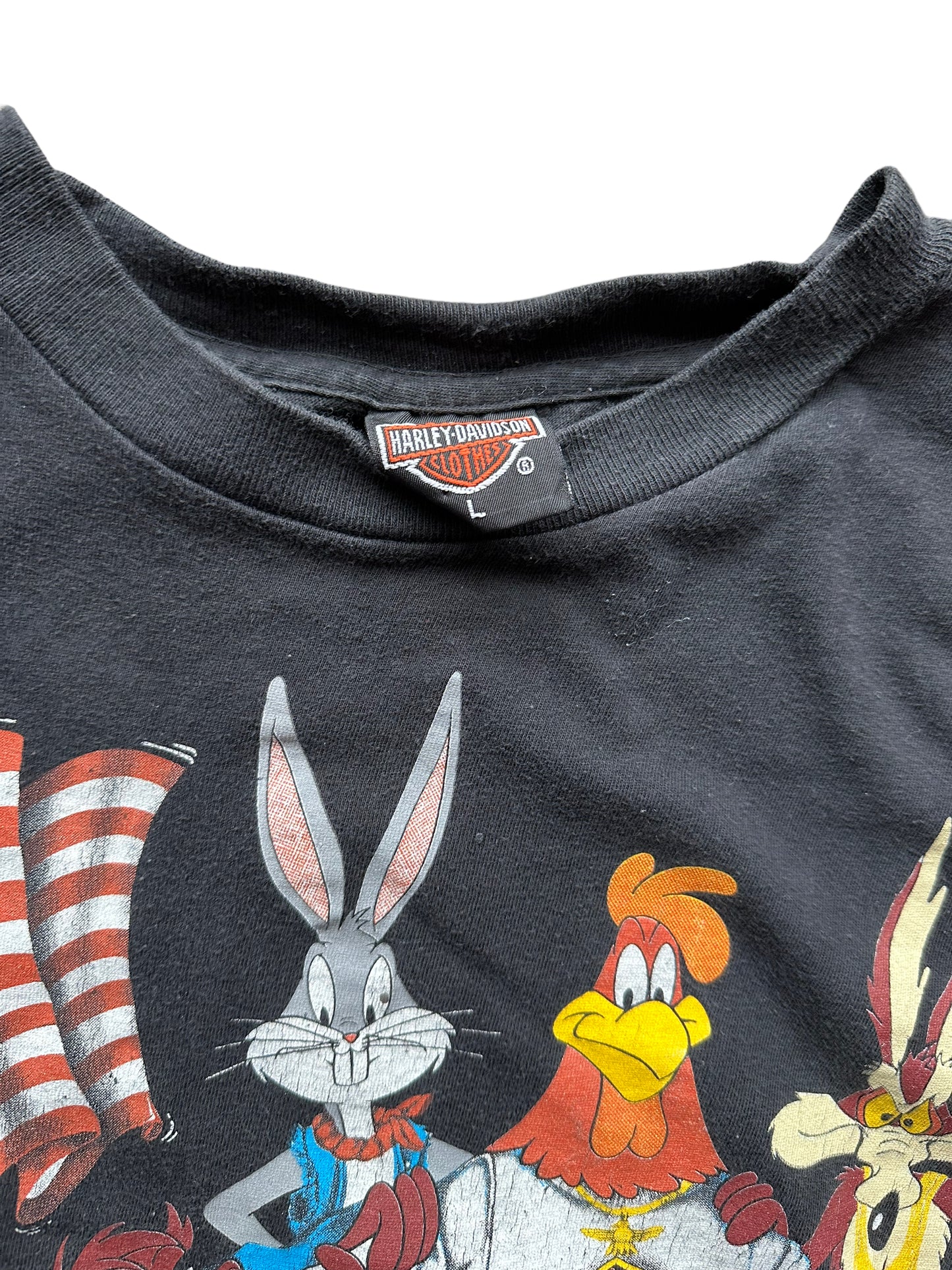 Tag on Vintage 1993 Looney Tunes Harley Davidson Tee SZ L | Vintage Harley Tee | Barn Owl Vintage Seattle