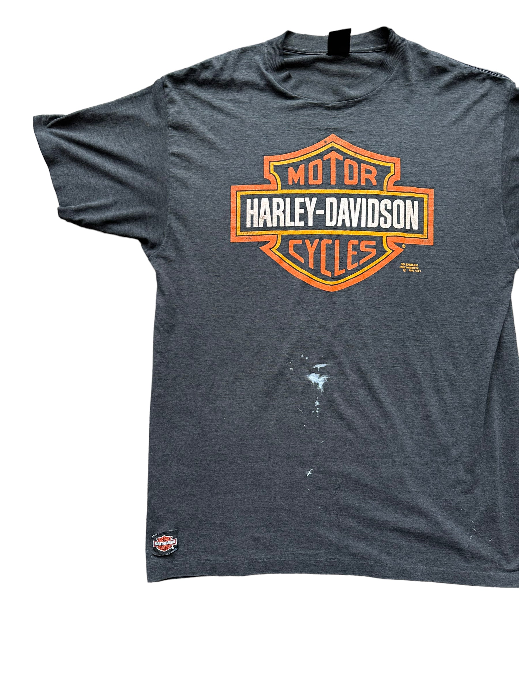 Front right of Vintage 1991 Indianapolis Harley Davidson Tee SZ XXL | Vintage Harley Tee | Barn Owl Vintage Seattle