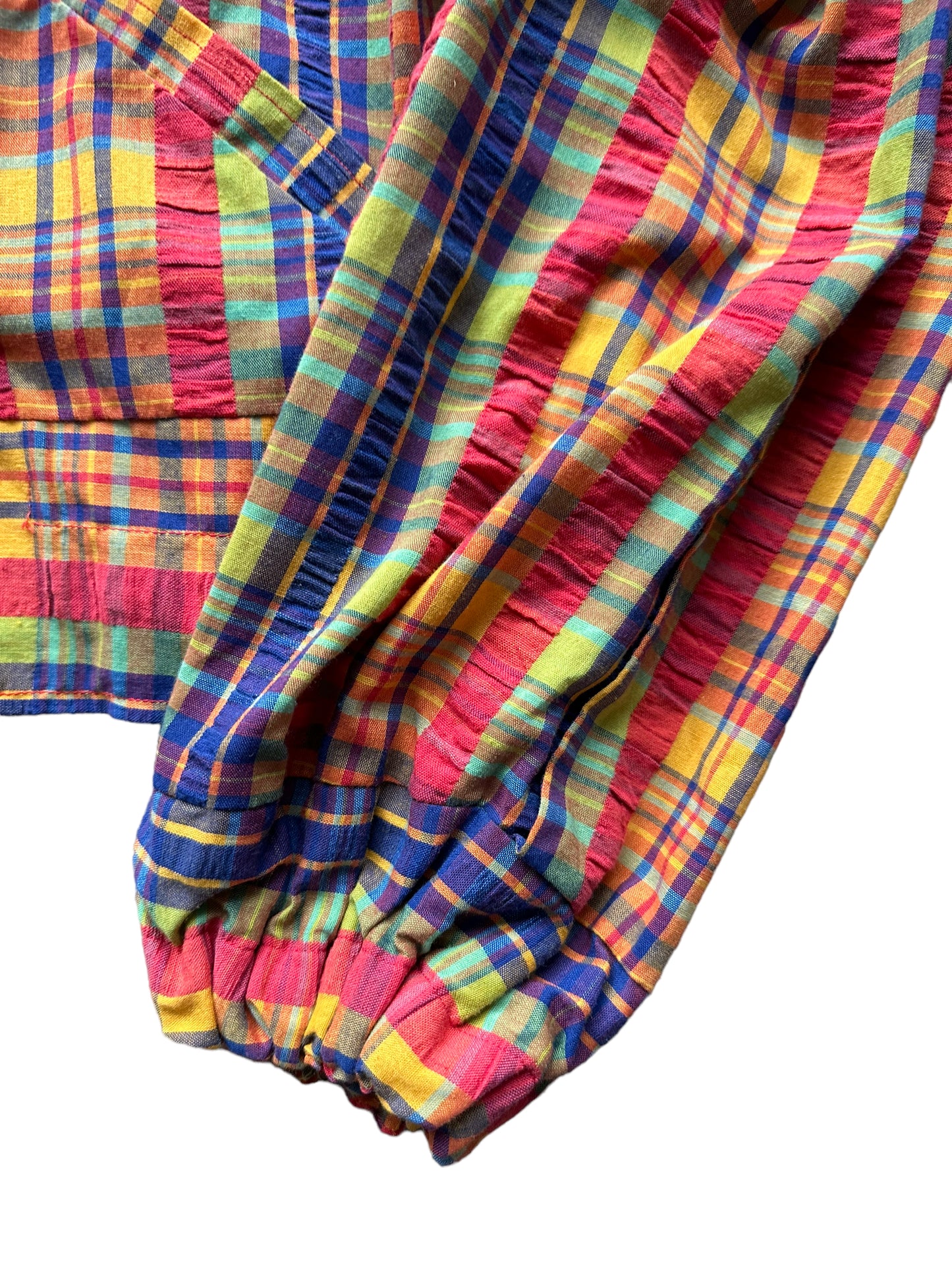 Cuff view of 1950s Seersucker Plaid Zip Up Jacket | Seattle True Vintage | Barn Owl Ladies Jackets