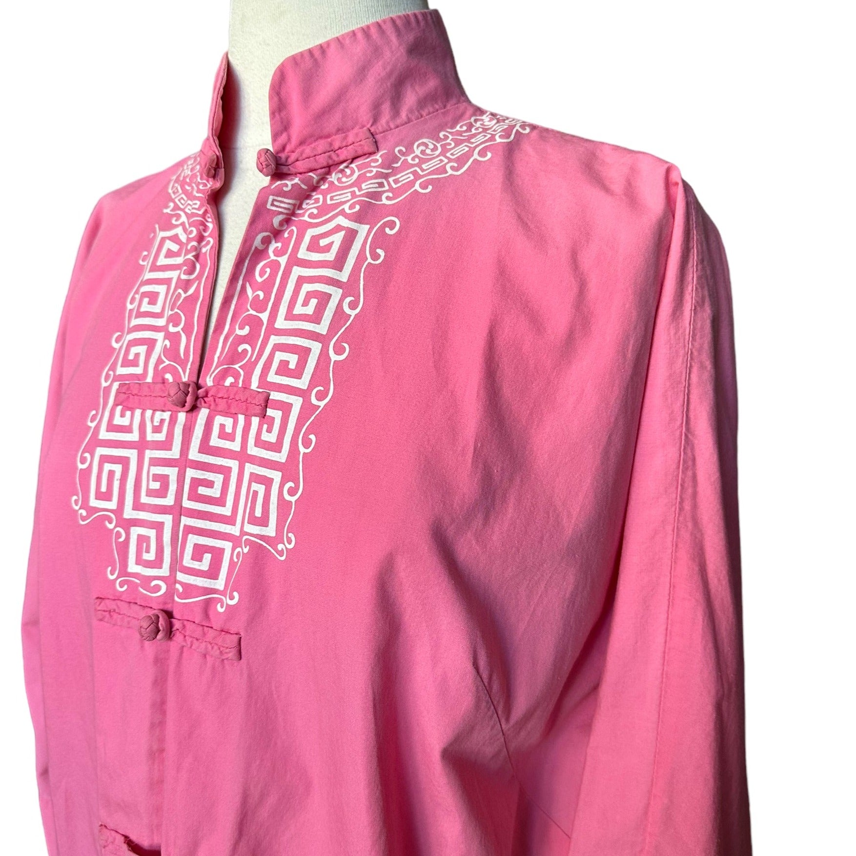 Left side front view of Vintage 1960s Madame Butterfly Top With Madarin Collar | Seatttle Vintage Ladies Wear | Barn Owl Vintage