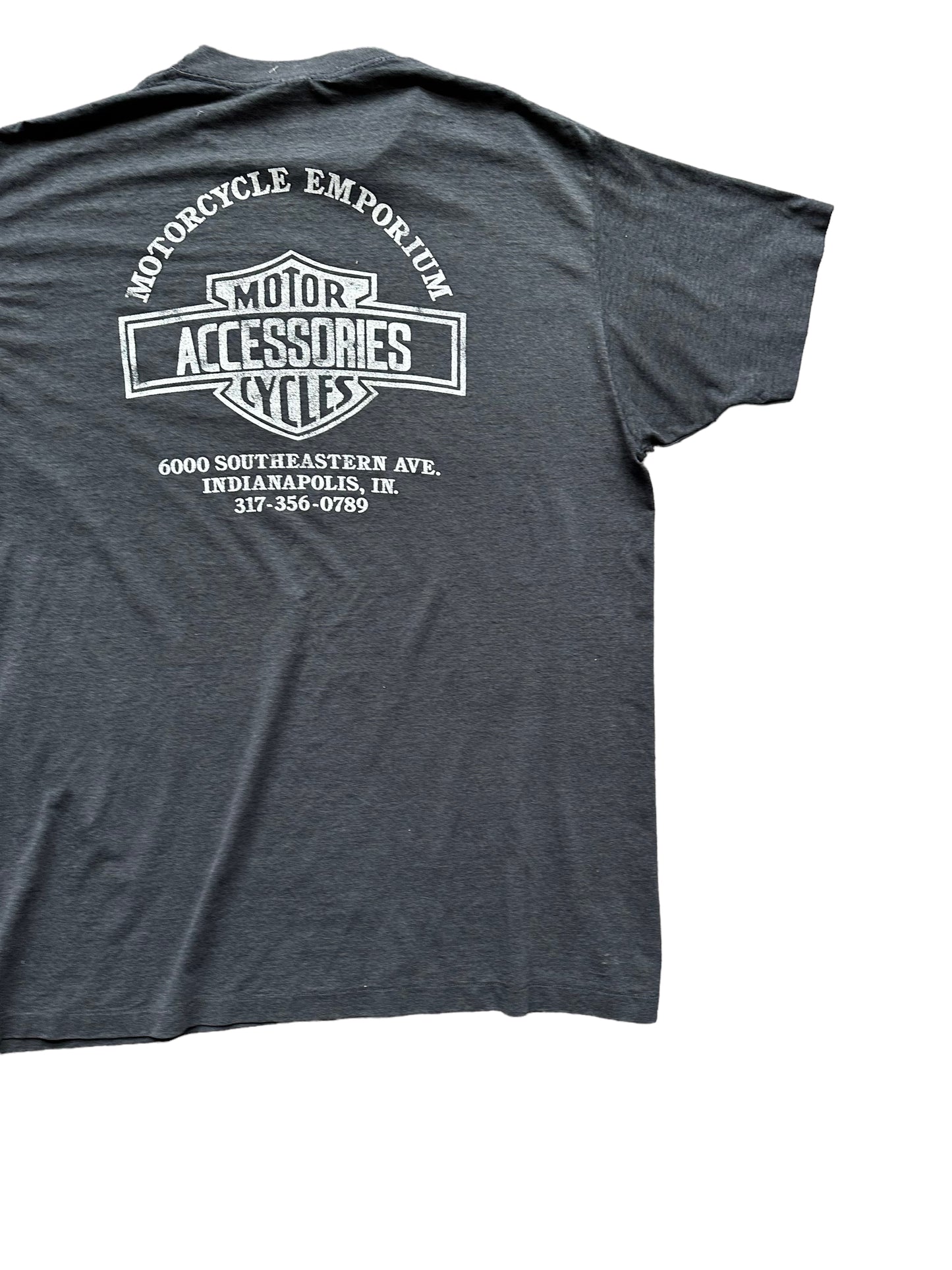 Back right of Vintage 1991 Indianapolis Harley Davidson Tee SZ XXL | Vintage Harley Tee | Barn Owl Vintage Seattle