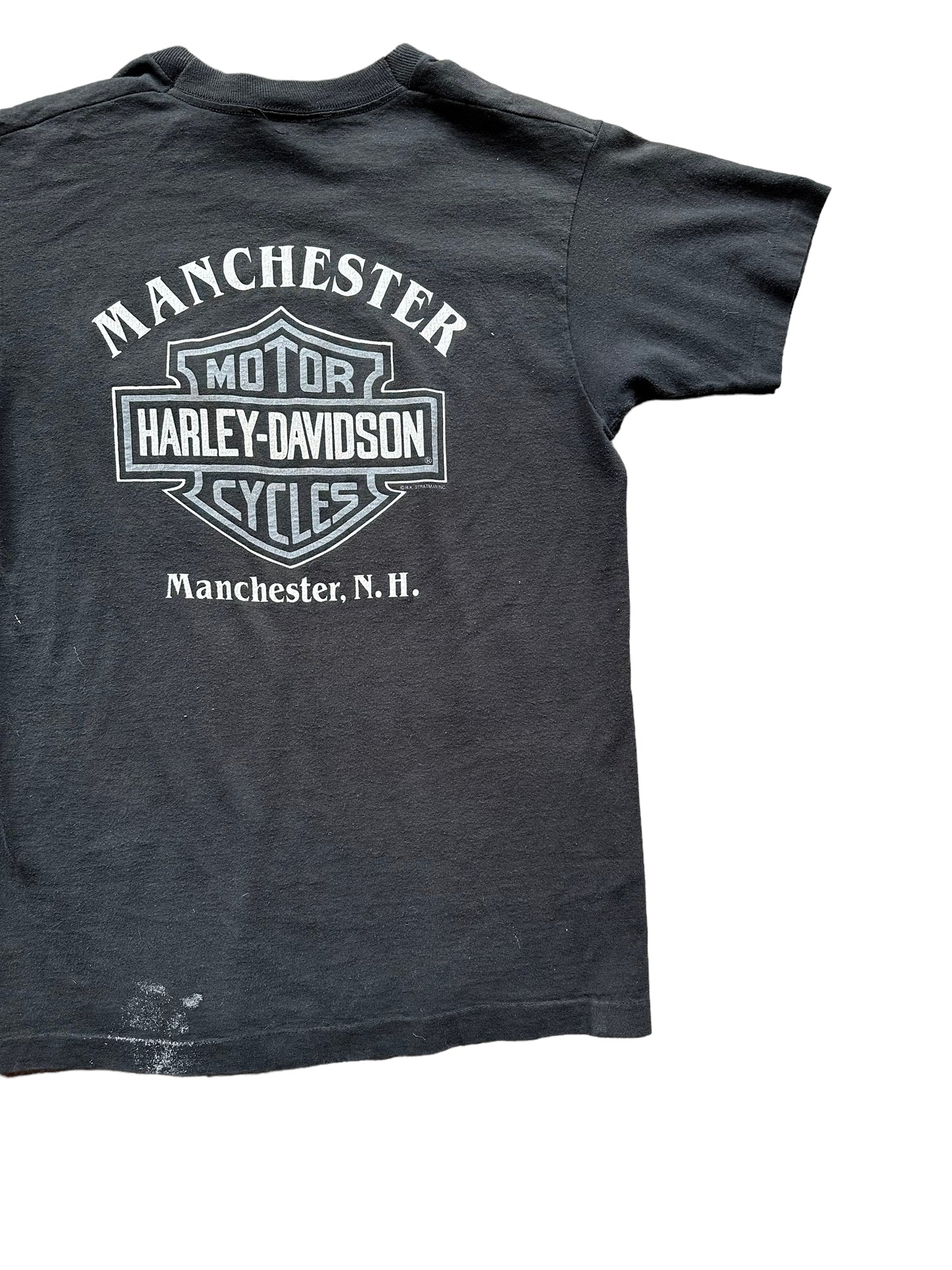 Back right of Vintage Harley Davidson Get a Grip Pocket Tee SZ M | Vintage Harley Tee | Barn Owl Vintage Seattle