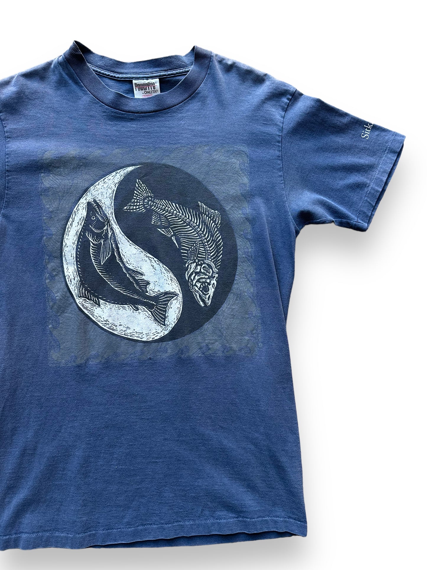 Front left of Vintage Ray Troll Life and Death Salmon Tee SZ M | Vintage Fishing Tee Seattle | Barn Owl Vintage