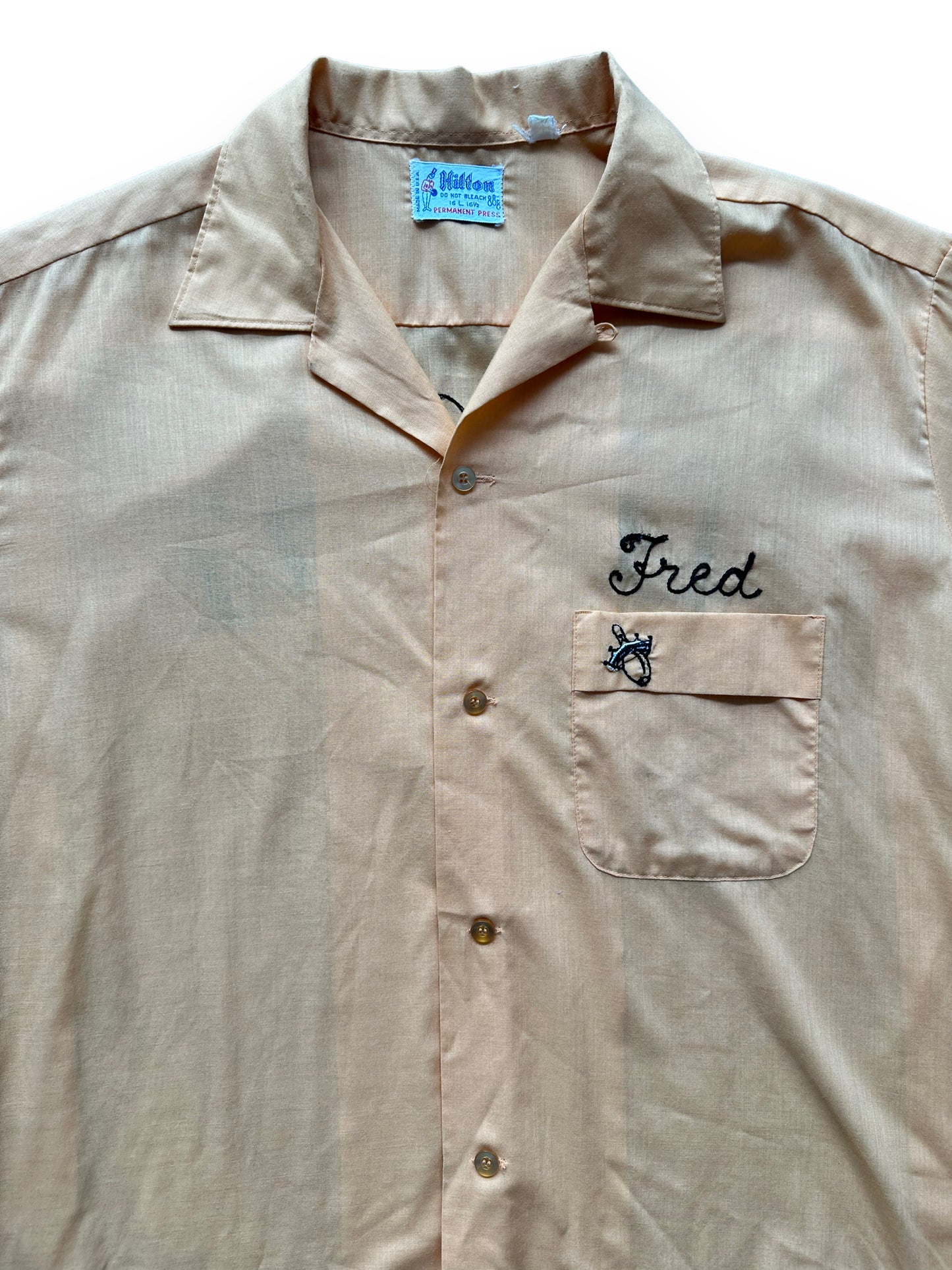 Front close up of Vintage "Lil' Jon's One" Chainstitched Bowling Shirt SZ L | Vintage Bowling Shirt Seattle | Barn Owl Vintage Seattle