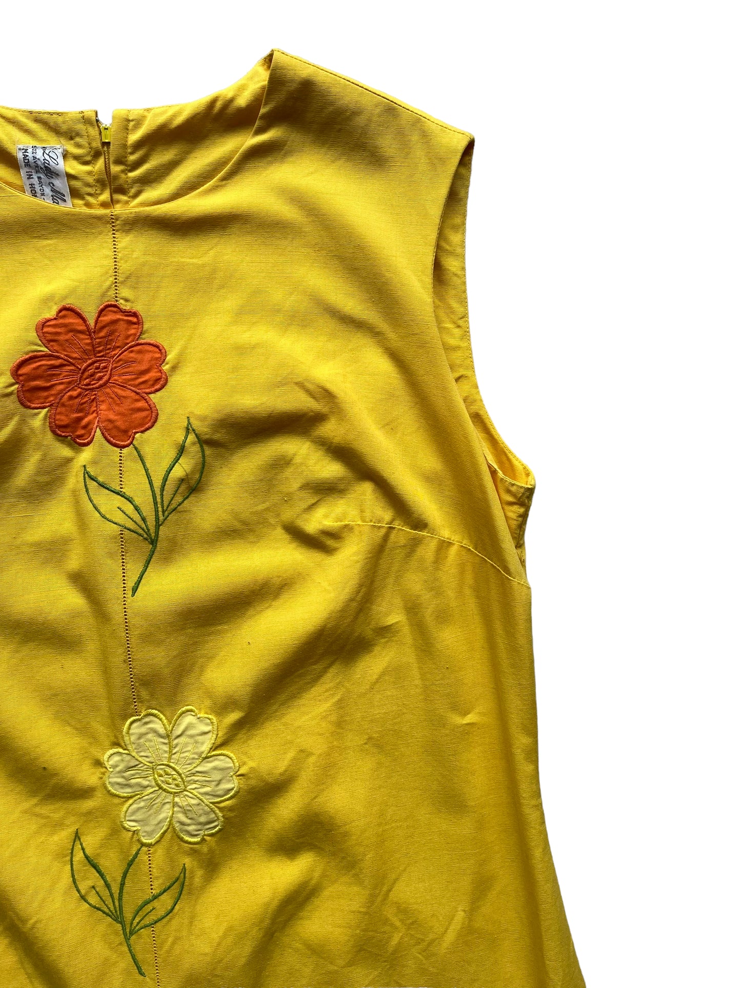 Front top left side view of Vintage 1960s Lady Madeira Dress