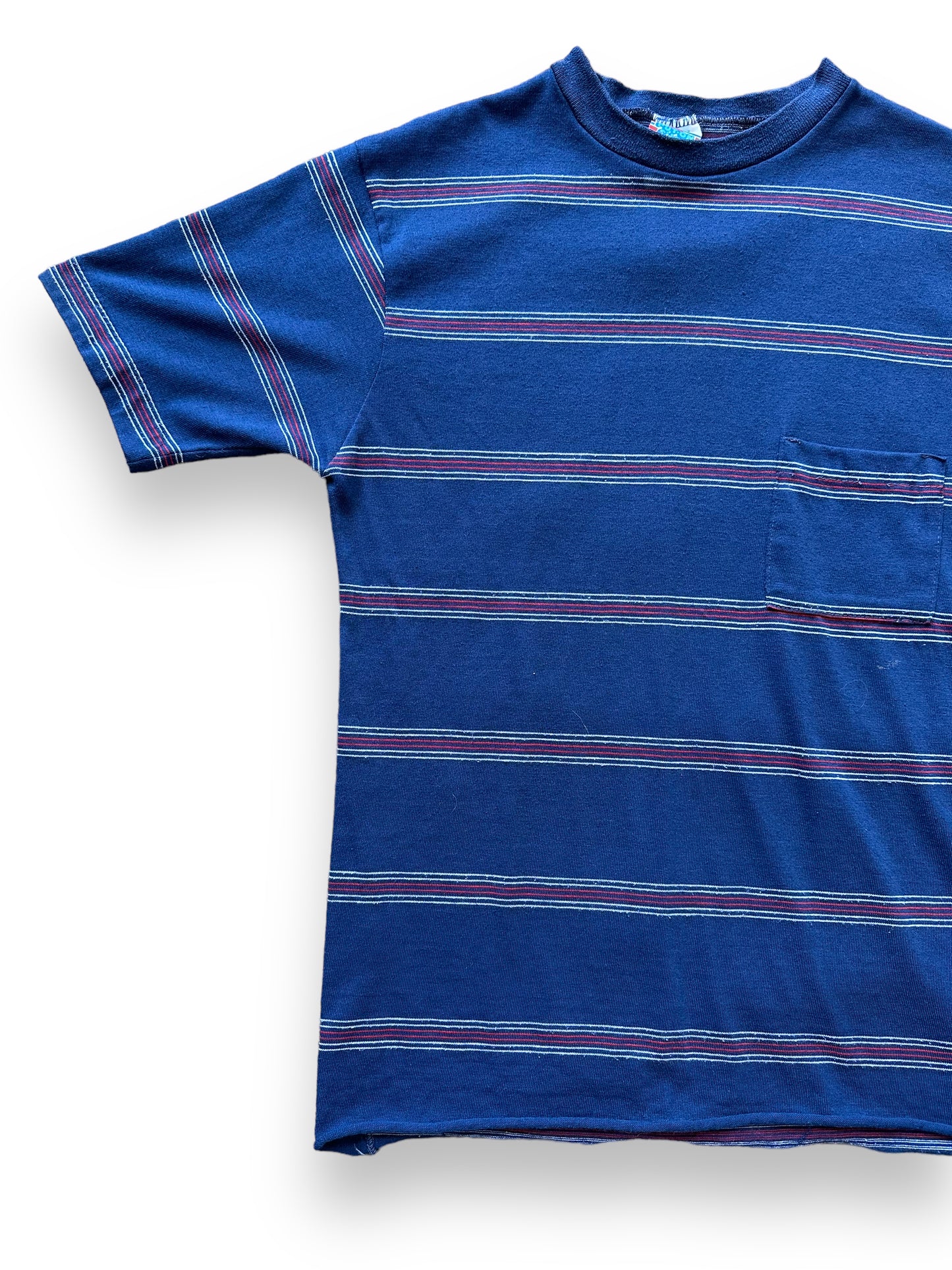 Front Right View of Vintage Sears Bobby Brady Pocket Tee SZ S | Vintage Striped Shirts Seattle | Barn Owl Vintage Tees Seattle