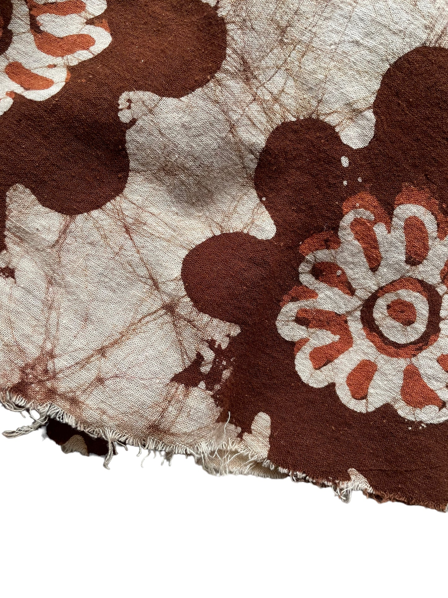 Bottom hem view of Vintage 1970s Indian Cotton Batik Wrap Skirt