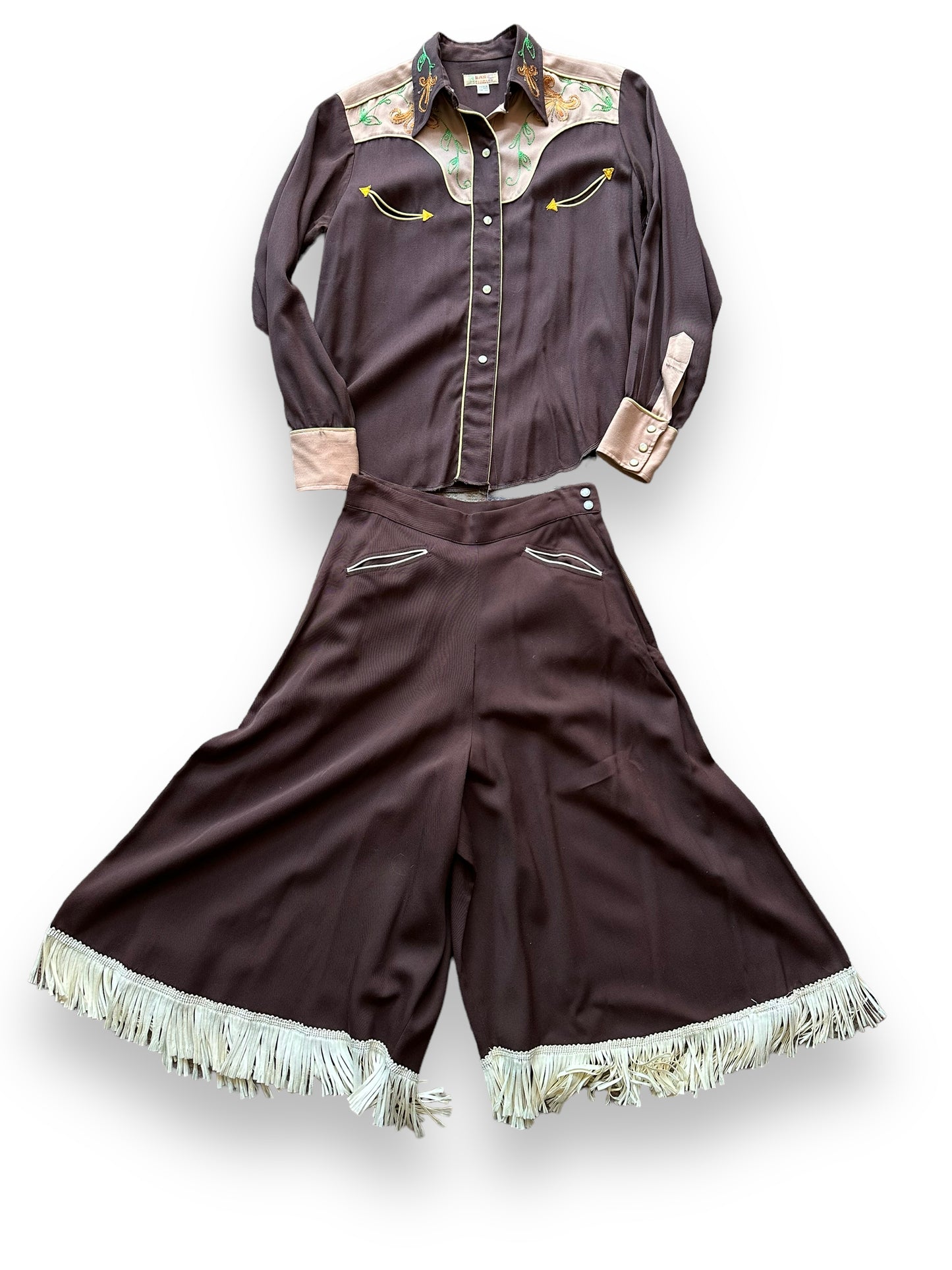 Shot of both pieces of Vintage H-Bar-C Ladies Two Piece Western Set | Vintage Chainstitch Gabardine Seattle | Barn Owl Vintage Seattle