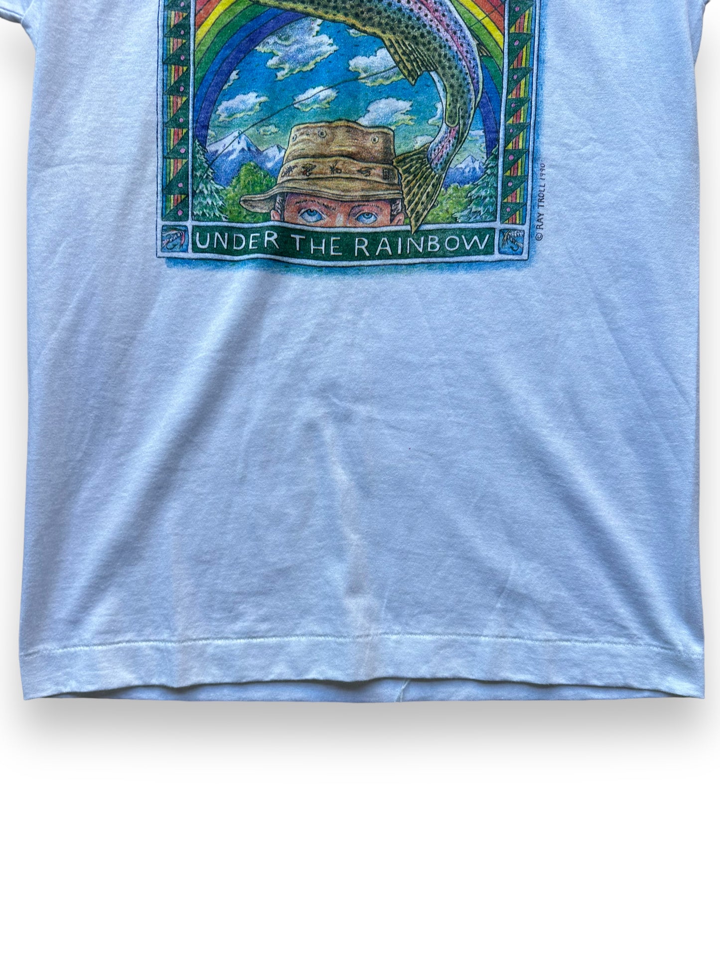 Bottom of Vintage Ray Troll Deadstock Oregon "Under the Rainbow" Tee SZ S | Vintage Fishing Tee Seattle | Barn Owl Vintage