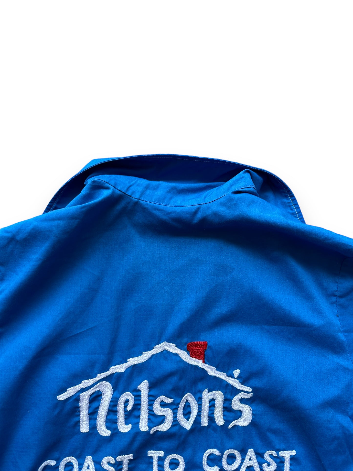 Back collar of Vintage "Nelson's Coast to Coast" Chainstitched Bowling Shirt SZ S | Vintage Bowling Shirt Seattle | Barn Owl Vintage Seattle