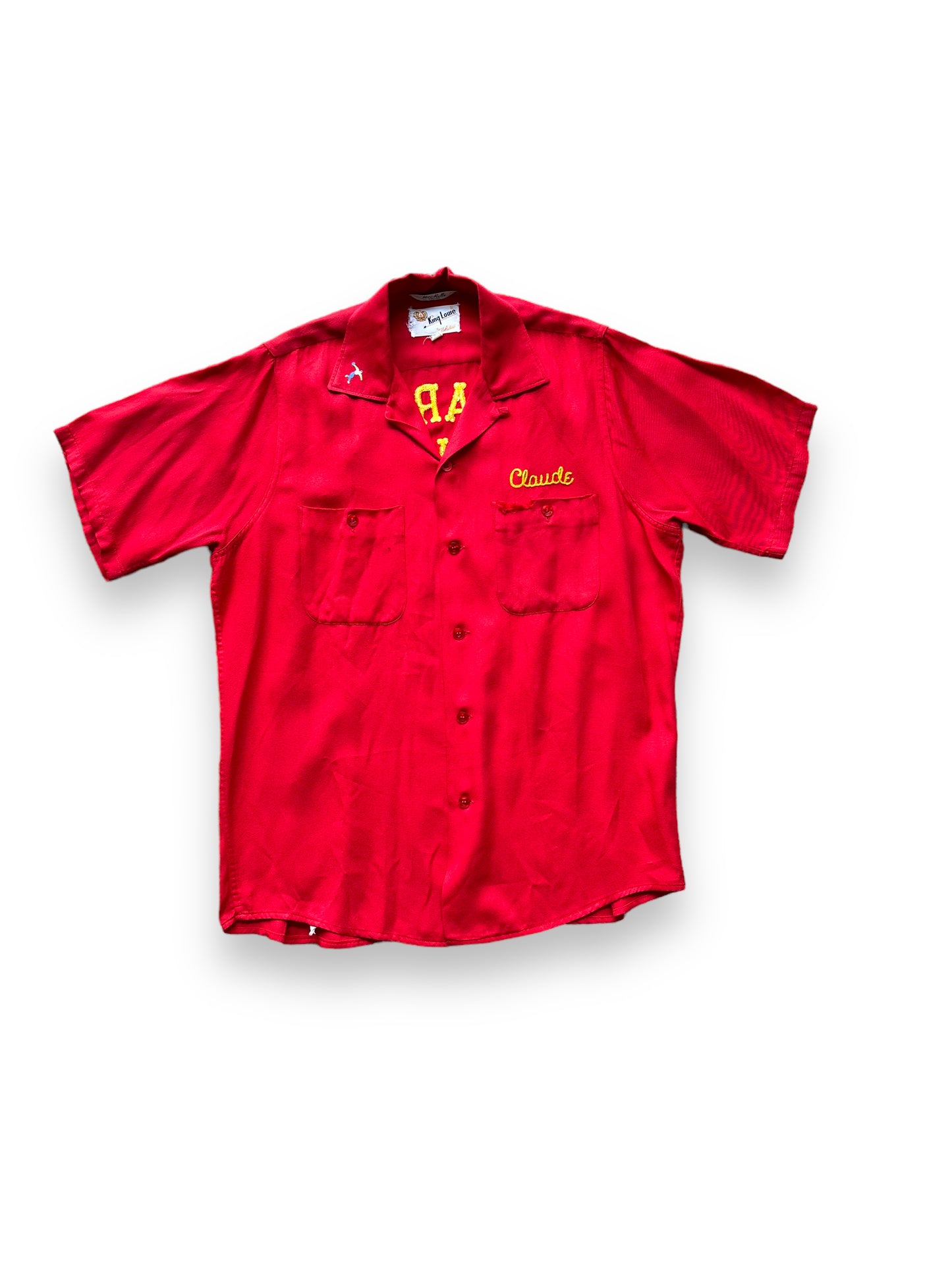 Front of Vintage "Shearer's Service Station" Chainstitched Bowling Shirt SZ M | Vintage Bowling Shirt Seattle | Barn Owl Vintage Seattle