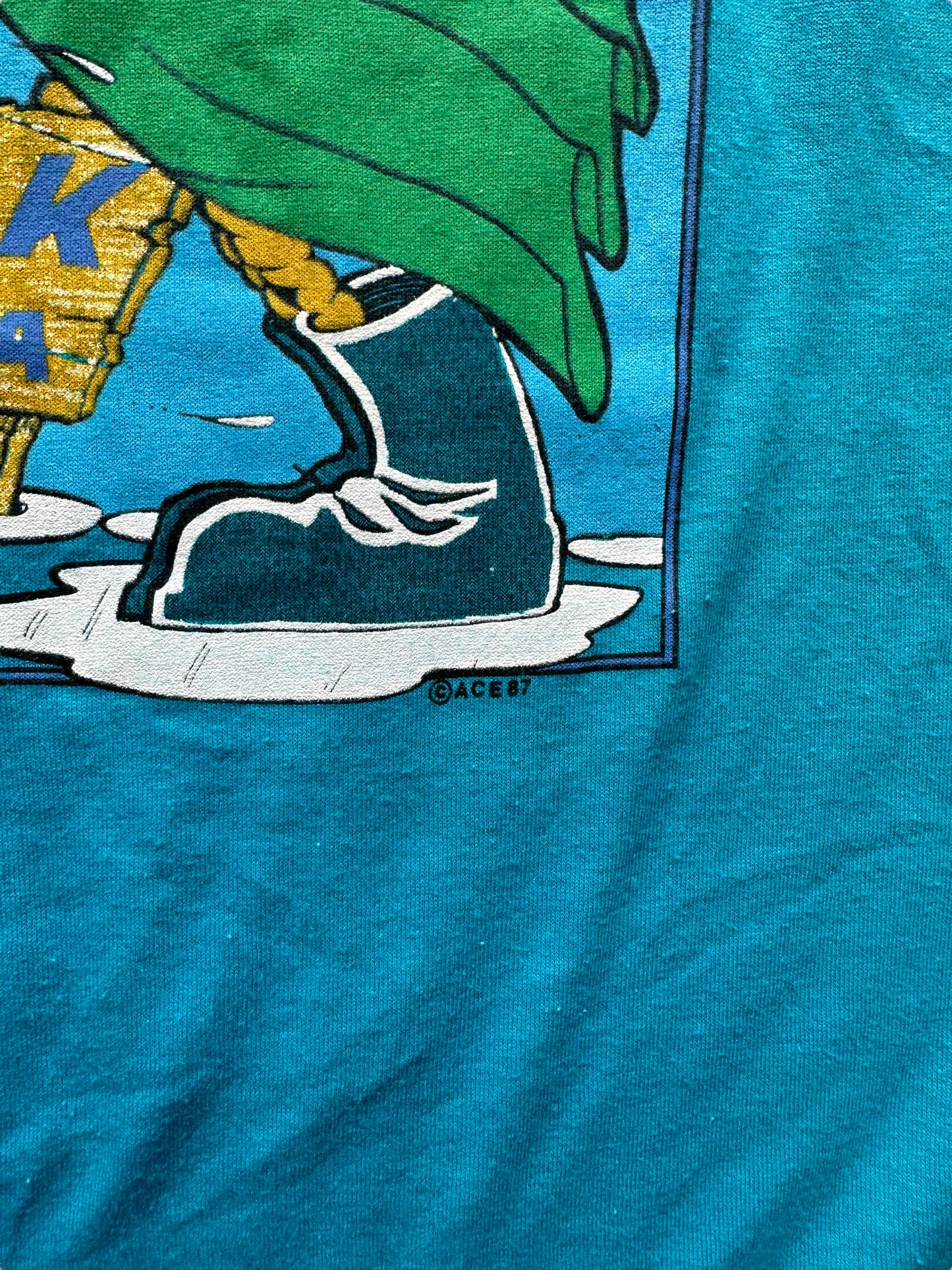 Signature on Vintage Sumbitchen Weather Adak Alaska Tee SZ L | Vintage Single Stitch Alaska T-Shirts Seattle | Barn Owl Vintage Tees Seattle