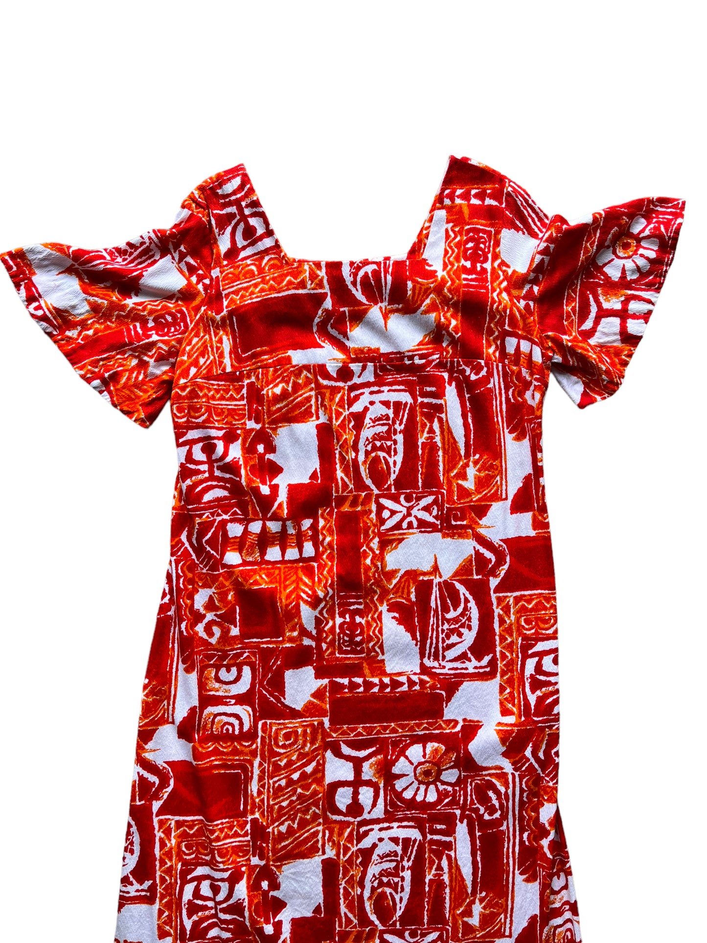 Upper front view of Vintage 1960s Hawaii Nei Aloha Dress