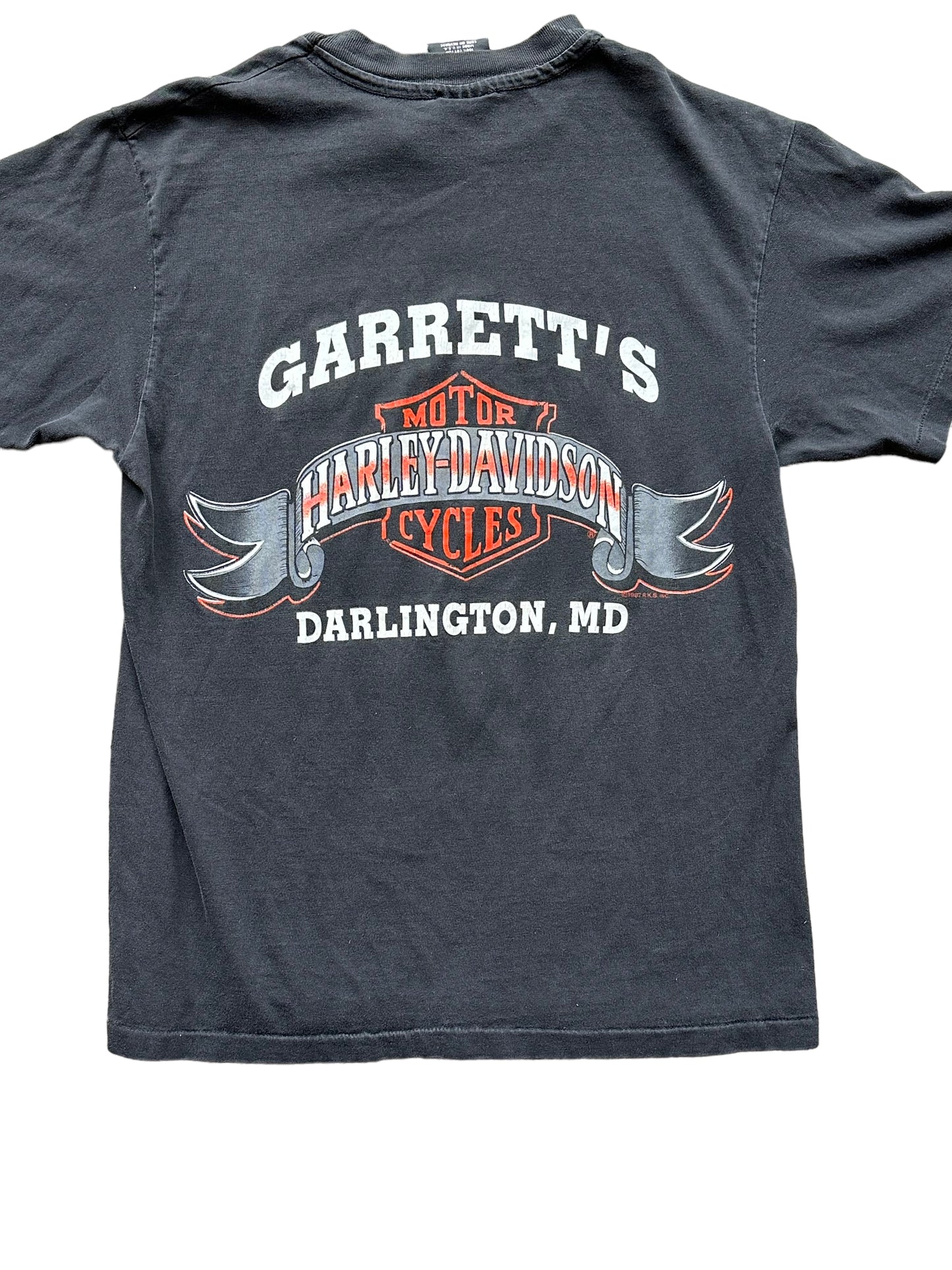 Back close up of Vintage 1994 Harley Davidson Darlington Tee SZ M | Vintage Harley Tee | Barn Owl Vintage Seattle